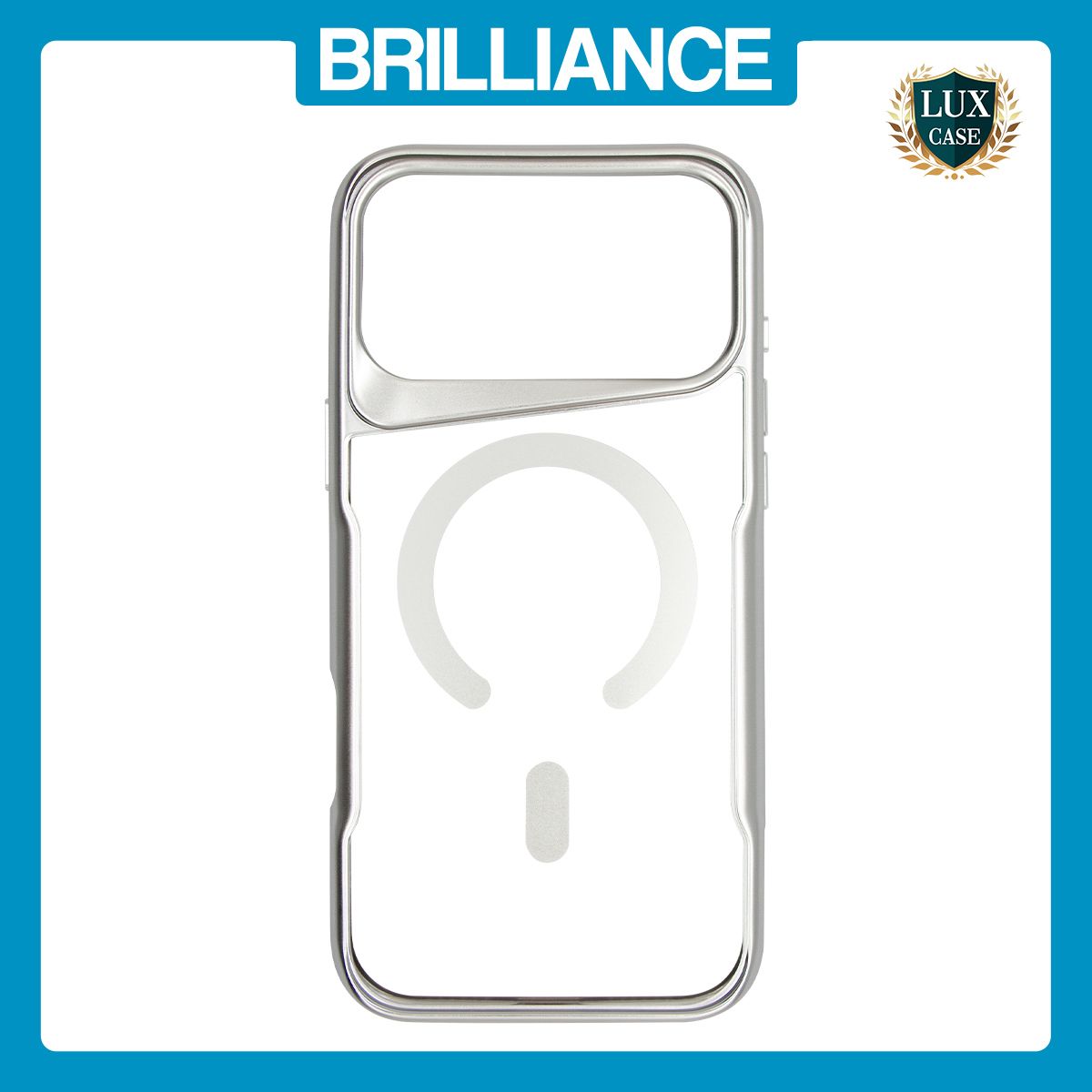 Brilliance LUX iPhone 17 Pro Max Chrome-Plated Magnetic Clear TPU + Acrylic Phone Case Silver Titanium