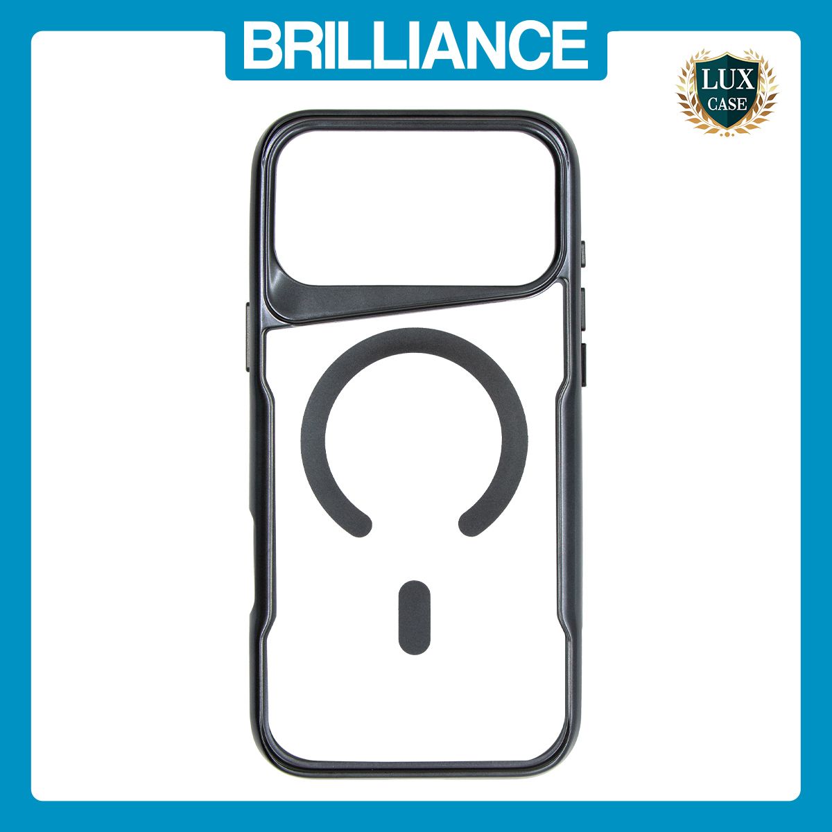 Brilliance LUX iPhone 17 Pro Max Chrome-Plated Magnetic Clear TPU + Acrylic Phone Case Black Titanium