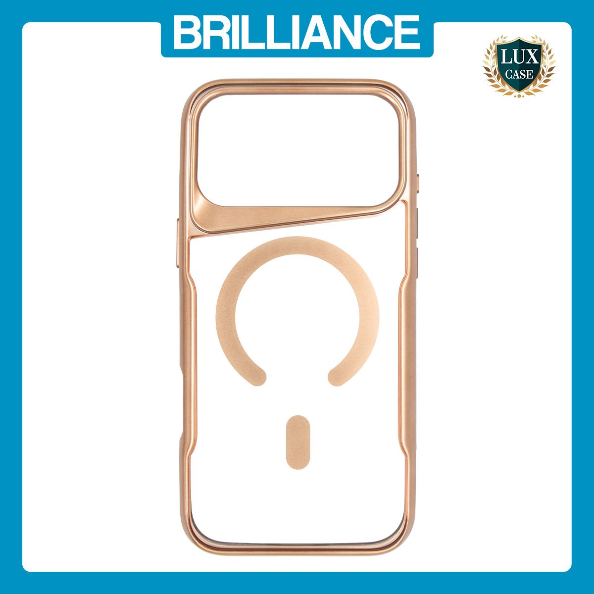Brilliance LUX iPhone 17 Pro Max Chrome-Plated Magnetic Clear TPU + Acrylic Phone Case Gold Titanium
