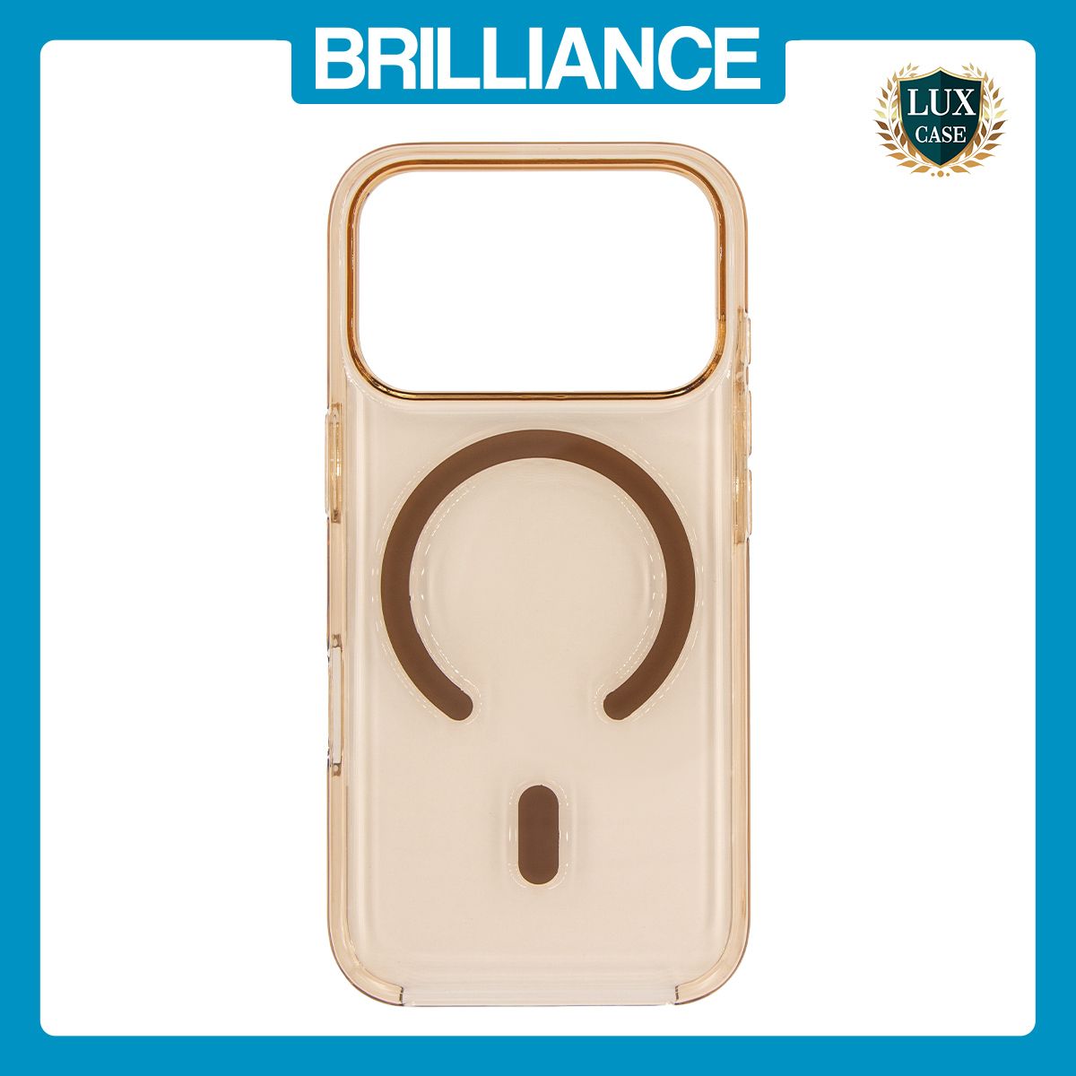 Brilliance LUX iPhone 17 Pro Max High-Clarity Transparent Clear PC Magnetic Phone Case Gold