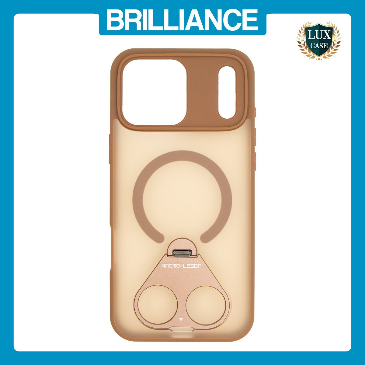 Brilliance LUX iPhone 17 Pro Max Anti-shock Magnetic Matte Clear TPU + Acrylic Kickstand Phone Case Gold