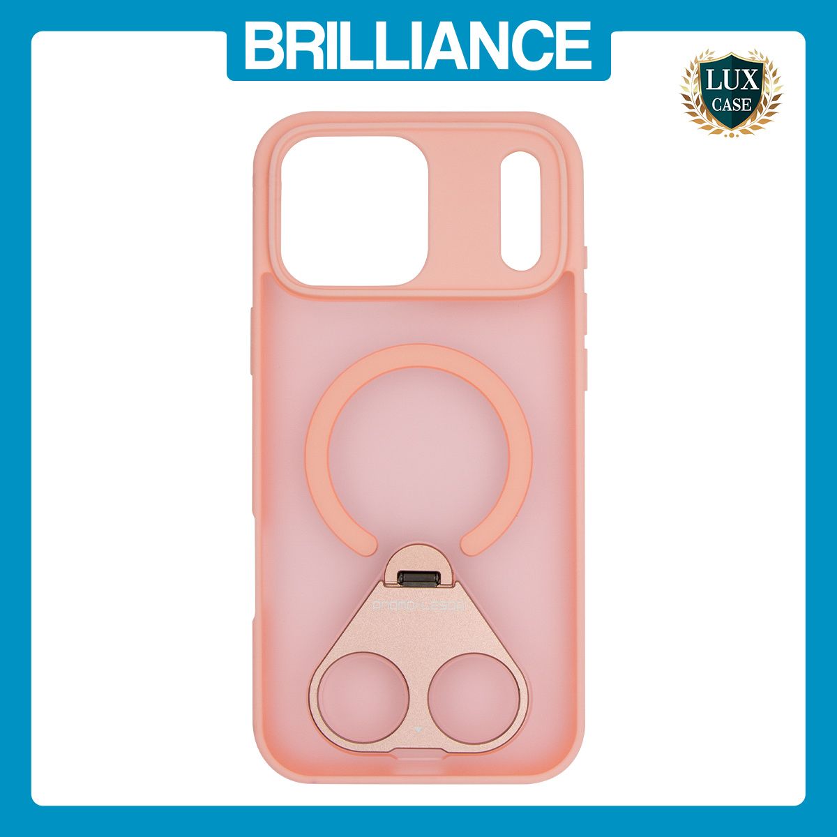 Brilliance LUX iPhone 17 Pro Max Anti-shock Magnetic Matte Clear TPU + Acrylic Kickstand Phone Case Pink