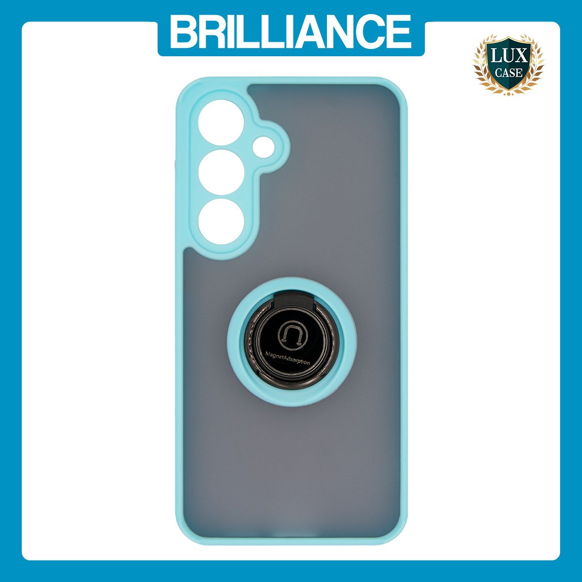 Brilliance LUX Samsung S25 Hybrid Shell Anti-shock Ring Kickstand TPU Matte Case Blue