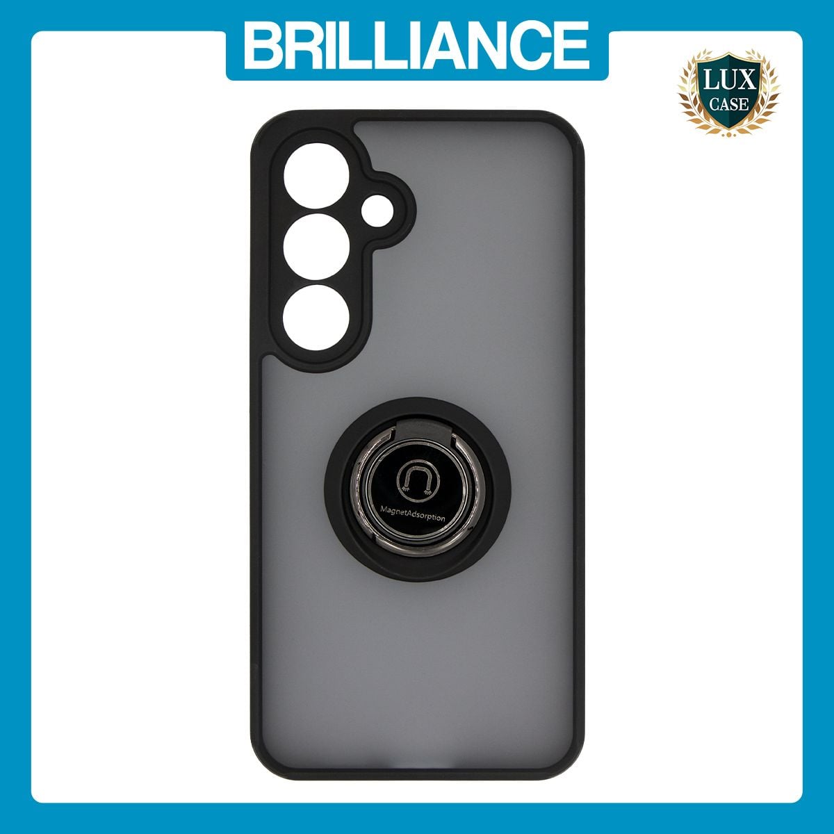 Brilliance LUX Samsung S25 Hybrid Shell Anti-shock Ring Kickstand TPU Matte Case Black
