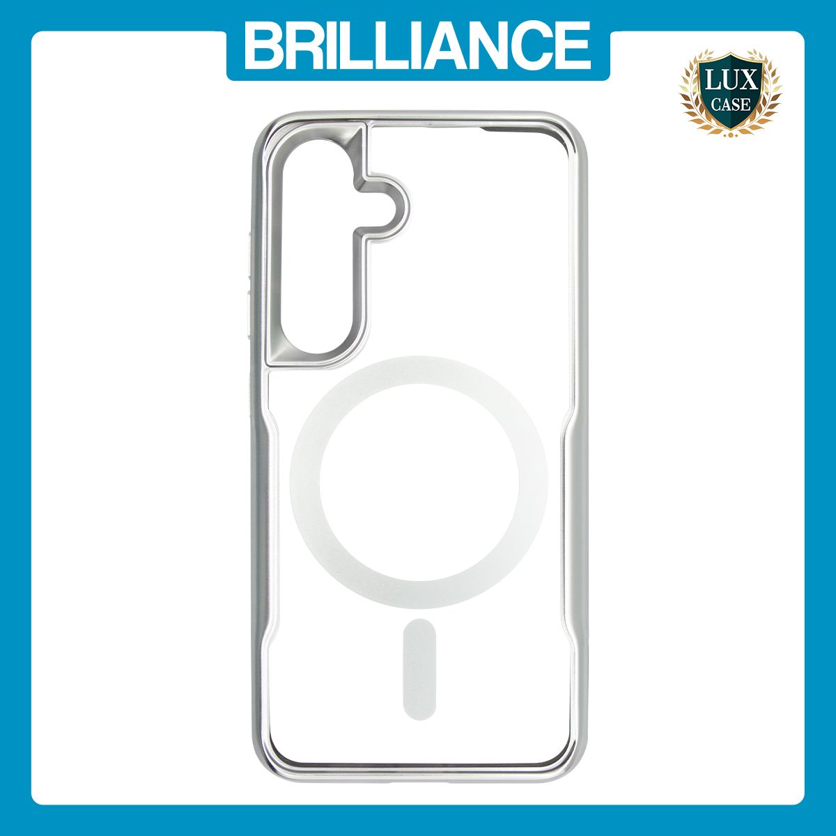 Brilliance LUX Samsung S25 Chrome-Plated Magnetic Clear TPU + Acrylic Phone Case Silver Titanium