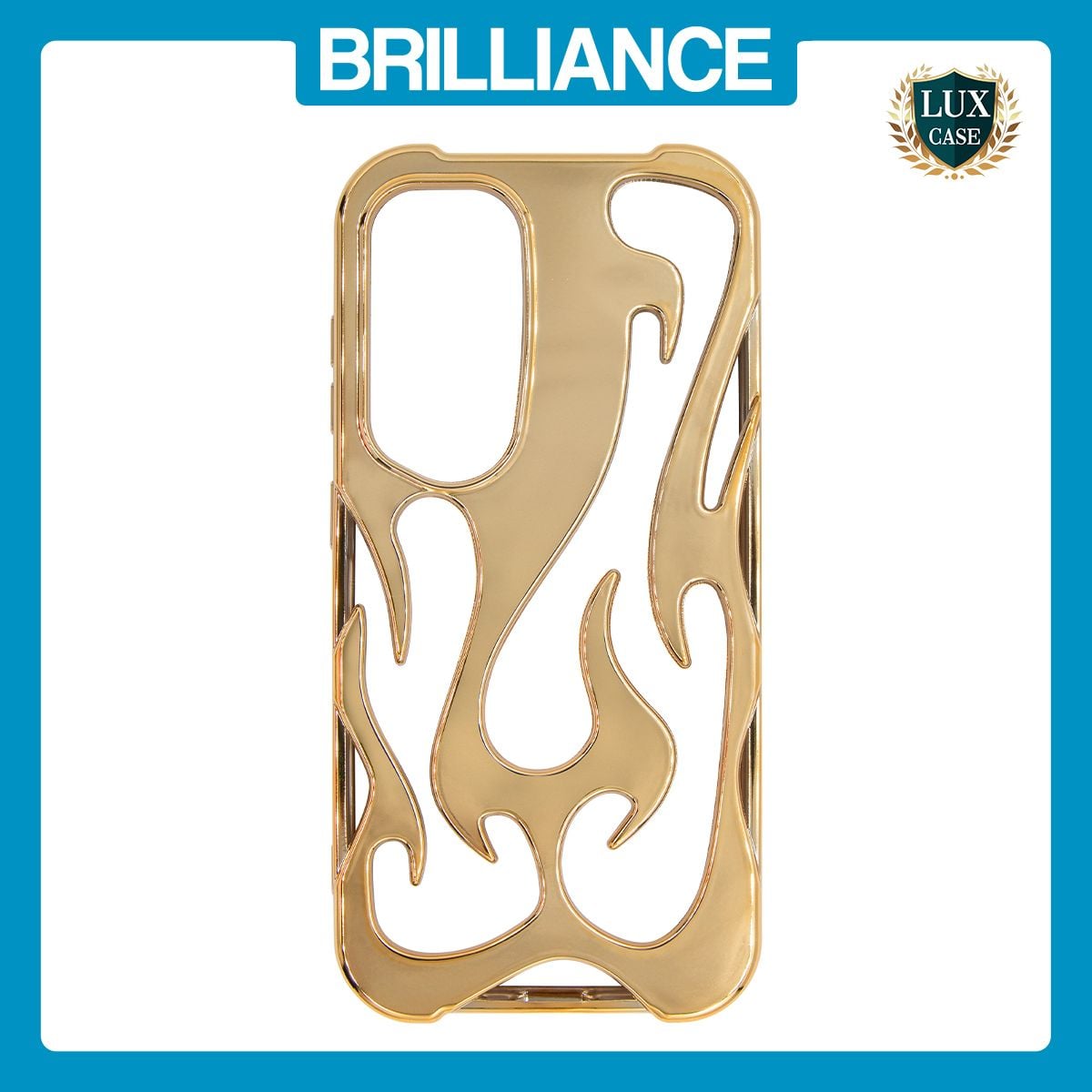 Brilliance LUX Samsung S25 Flame Design Soft TPU Chrome-Plated Openwork Phone Case Desert Titanium