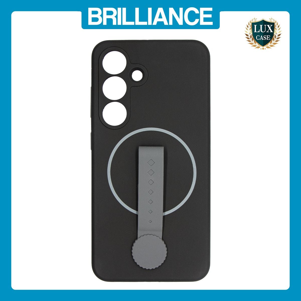 Brilliance LUX Samsung S25 Silicone with BackSide 360Ã‚Â° Rotating Wrist Strap Magnetic Phone Case Black