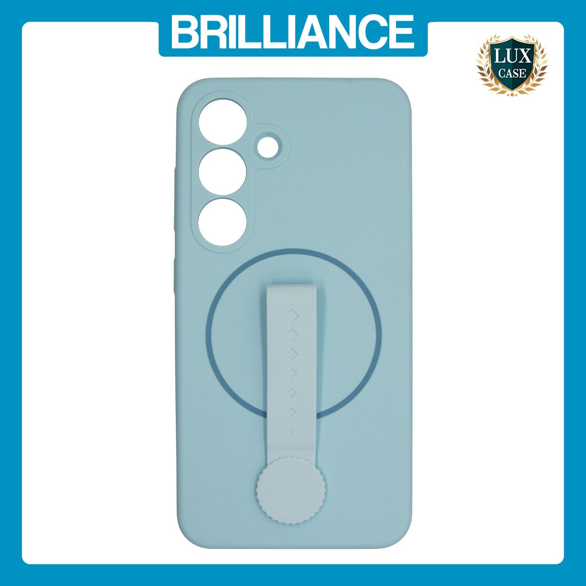 Brilliance LUX Samsung S25 Silicone with BackSide 360° Rotating Wrist Strap Magnetic Phone Case Sky Blue