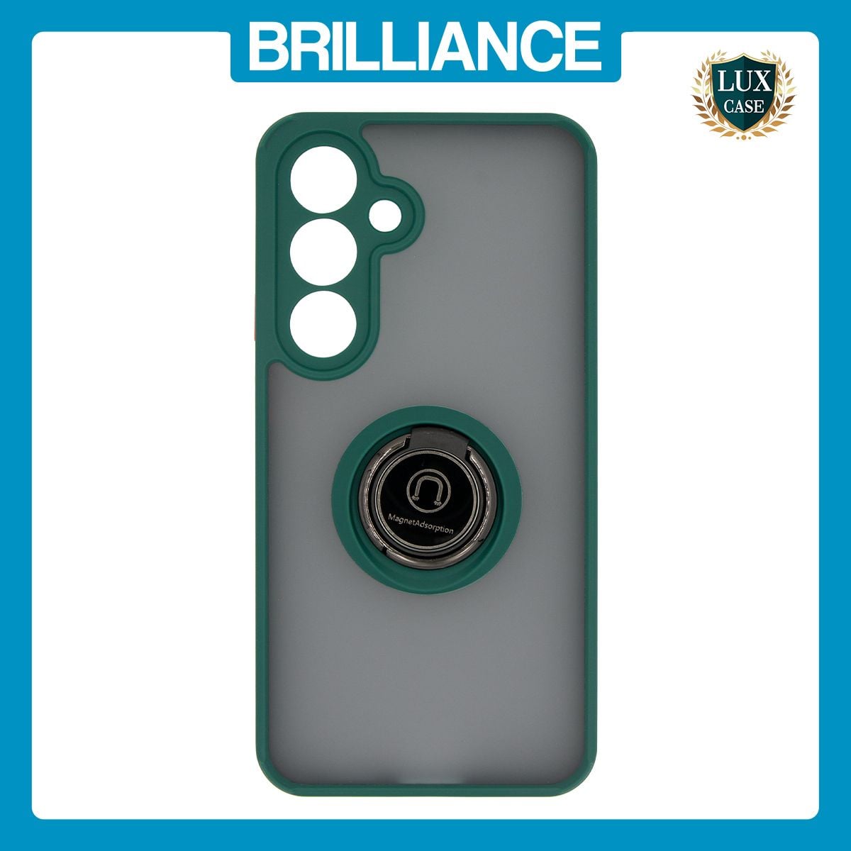 Brilliance LUX Samsung S25 Plus Hybrid Shell Anti-shock Ring Kickstand TPU Matte Case Dark Green