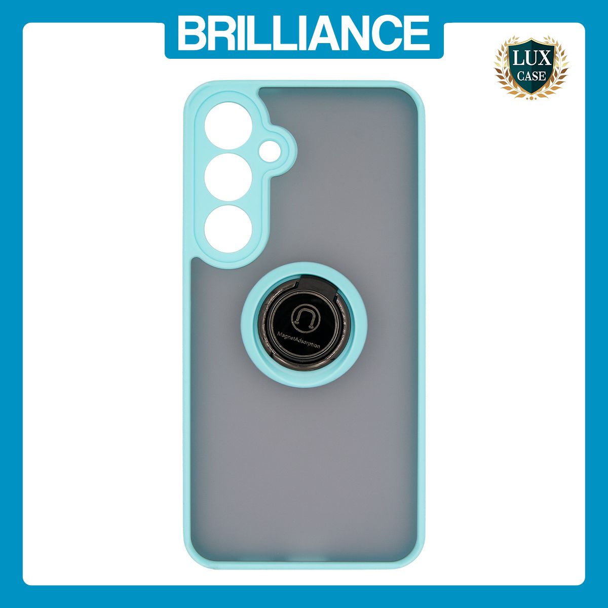 Brilliance LUX Samsung S25 Plus Hybrid Shell Anti-shock Ring Kickstand TPU Matte Case Blue