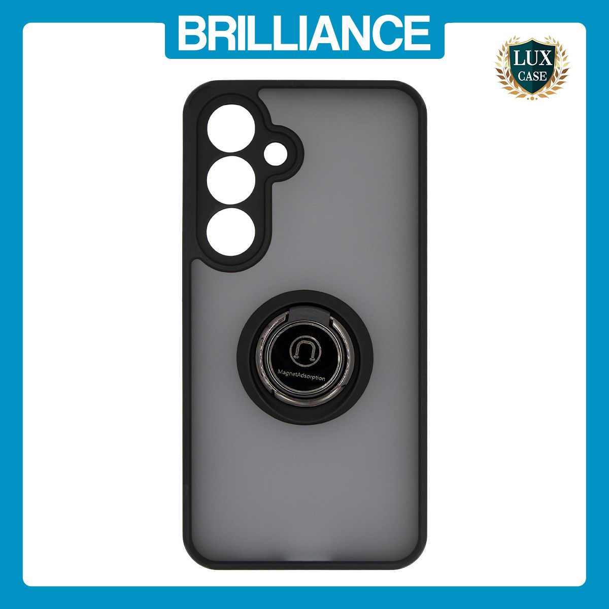Brilliance LUX Samsung S25 Plus Hybrid Shell Anti-shock Ring Kickstand TPU Matte Case Black