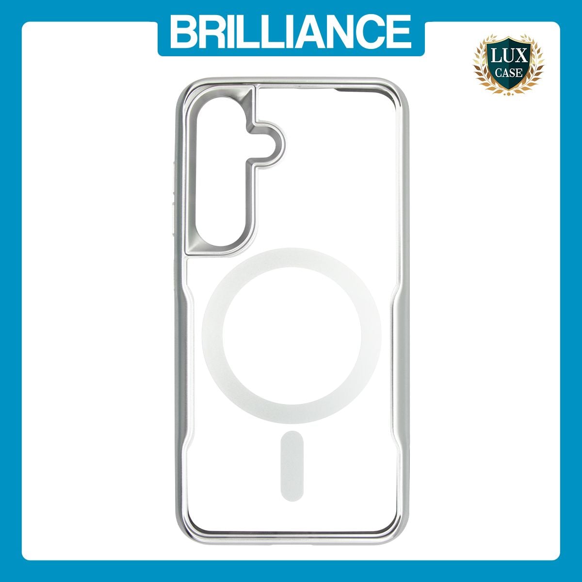 Brilliance LUX Samsung S25 Plus Chrome-Plated Magnetic Clear TPU + Acrylic Phone Case Silver Titanium