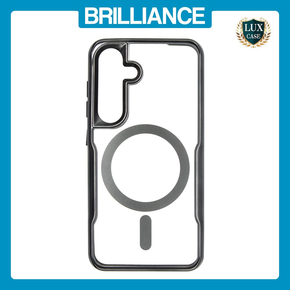 Brilliance LUX Samsung S25 Plus Chrome-Plated Magnetic Clear TPU + Acrylic Phone Case Black Titanium