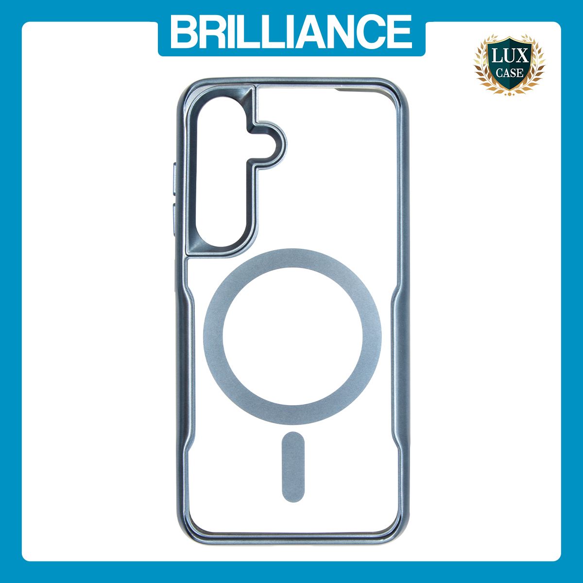 Brilliance LUX Samsung S25 Plus Chrome-Plated Magnetic Clear TPU + Acrylic Phone Case Blue Titanium