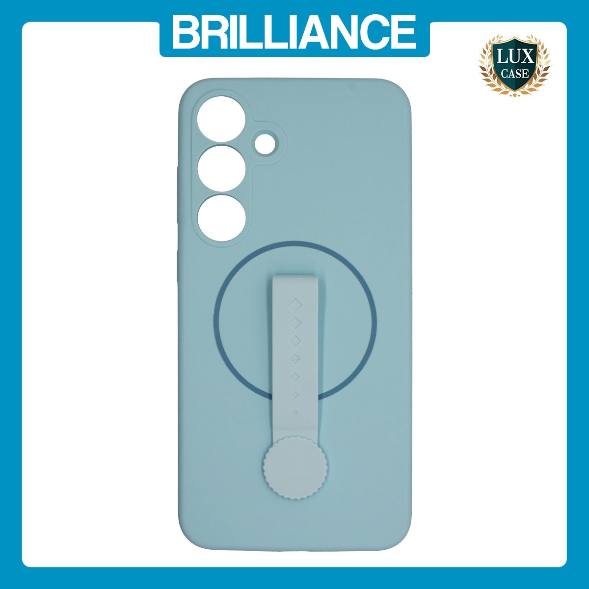 Brilliance LUX Samsung S25 Plus Silicone with BackSide 360° Rotating Wrist Strap Magnetic Phone Case Sky Blue