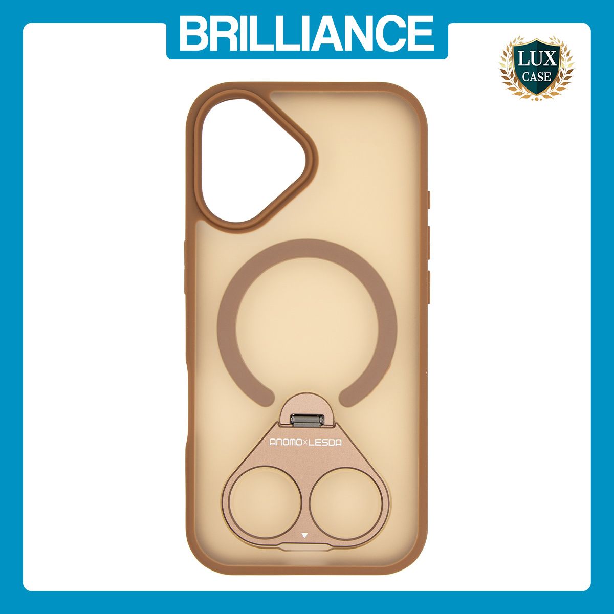 Brilliance LUX Samsung S25 Plus Anti-shock Magnetic Matte Clear TPU + Acrylic Kickstand Phone Case Gold