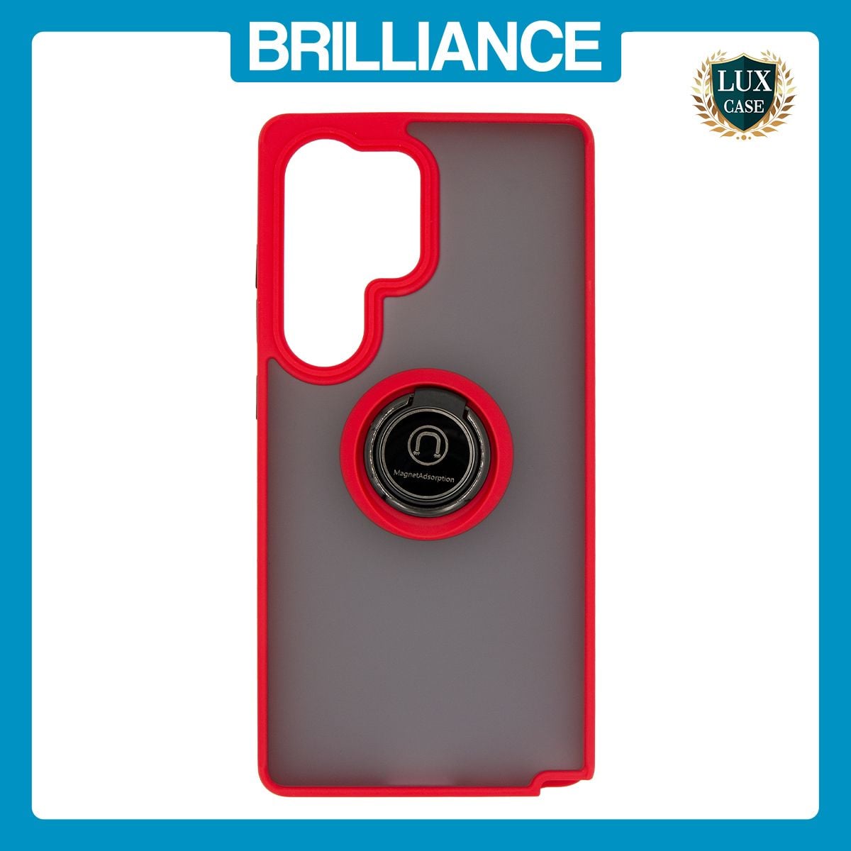 Brilliance LUX Samsung S25 Ultra Hybrid Shell Anti-shock Ring Kickstand TPU Matte Case Red