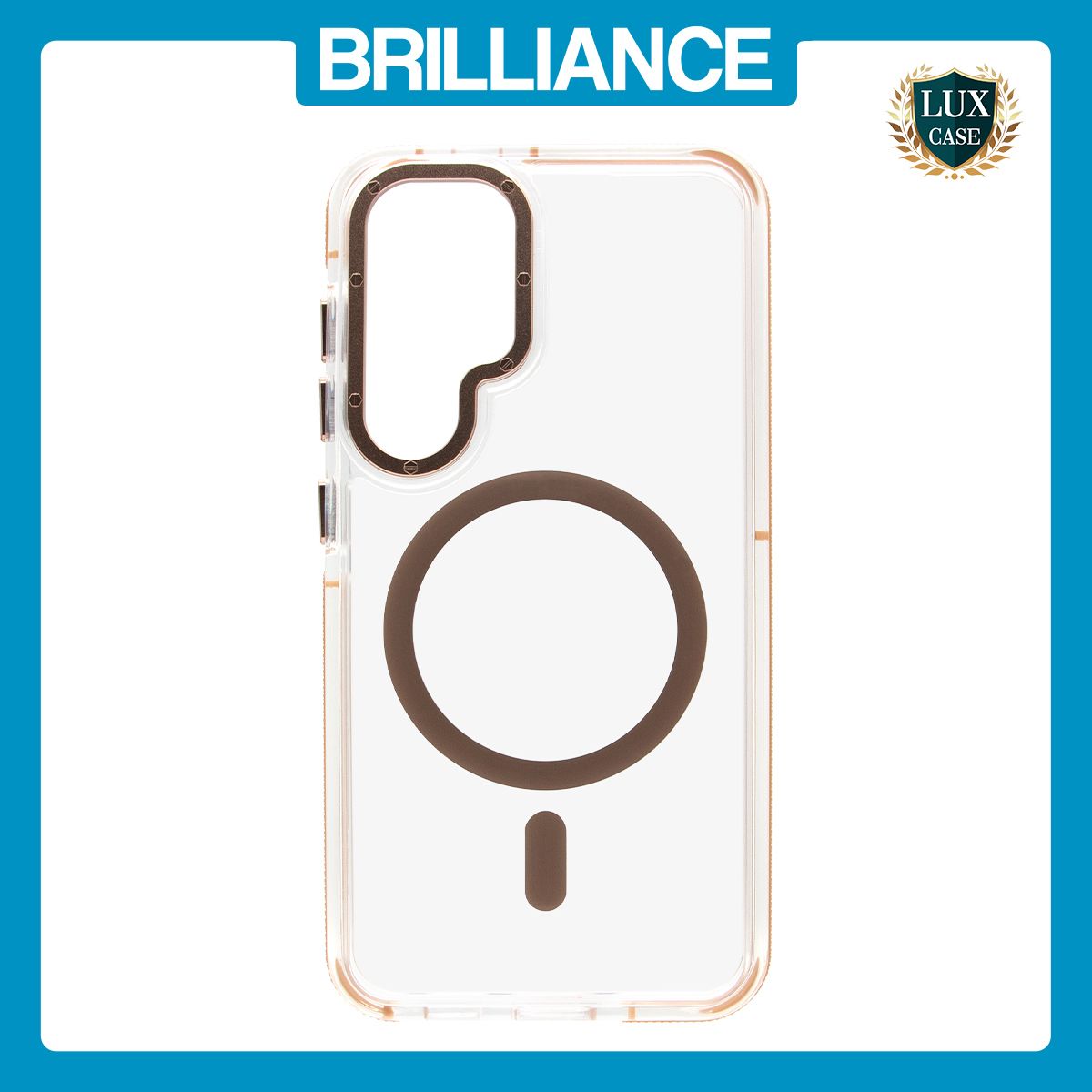 Brilliance LUX Samsung S25 Ultra Clear Magnetic Hybrid TPU + Acrylic Phone Case Brown