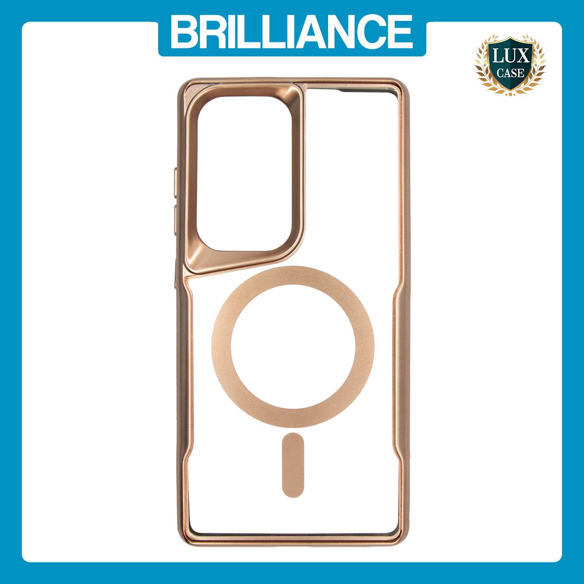 Brilliance LUX Samsung S25 Ultra Chrome-Plated Magnetic Clear TPU + Acrylic Phone Case Gold Titanium