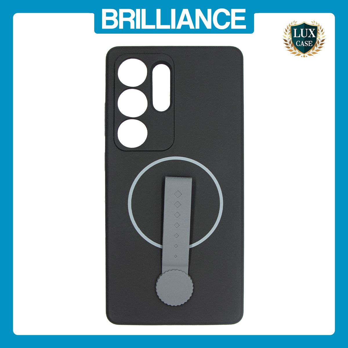 Brilliance LUX Samsung S25 Ultra Silicone with BackSide 360° Rotating Wrist Strap Magnetic Phone Case Black