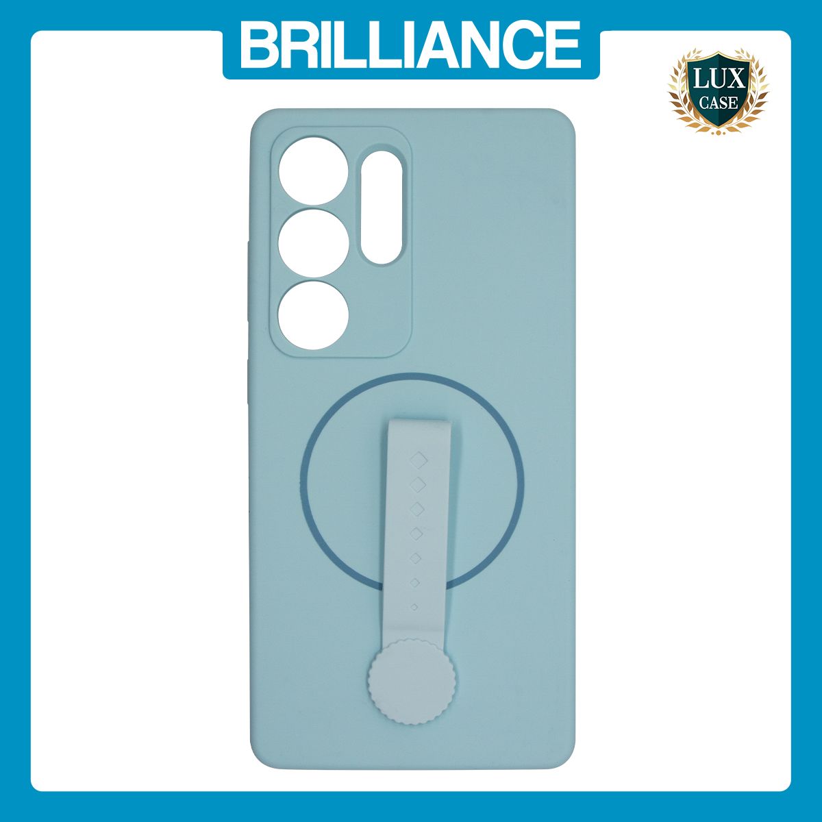 Brilliance LUX Samsung S25 Ultra Silicone with BackSide 360° Rotating Wrist Strap Magnetic Phone Case Sky Blue