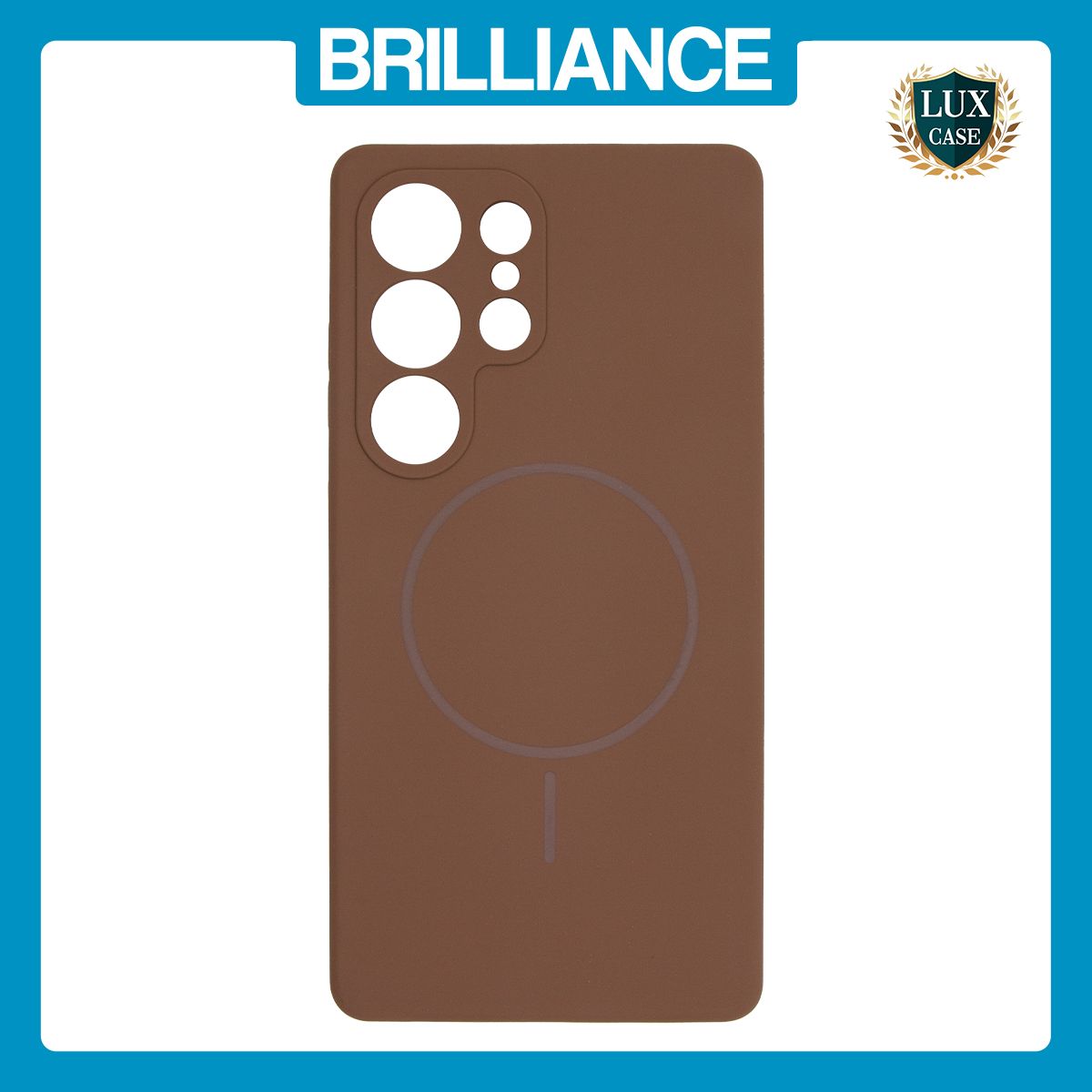 Brilliance LUX Samsung S25 Ultra Magnetic Solid Silicone with Open-Area Camera Cutout Phone Case Brown