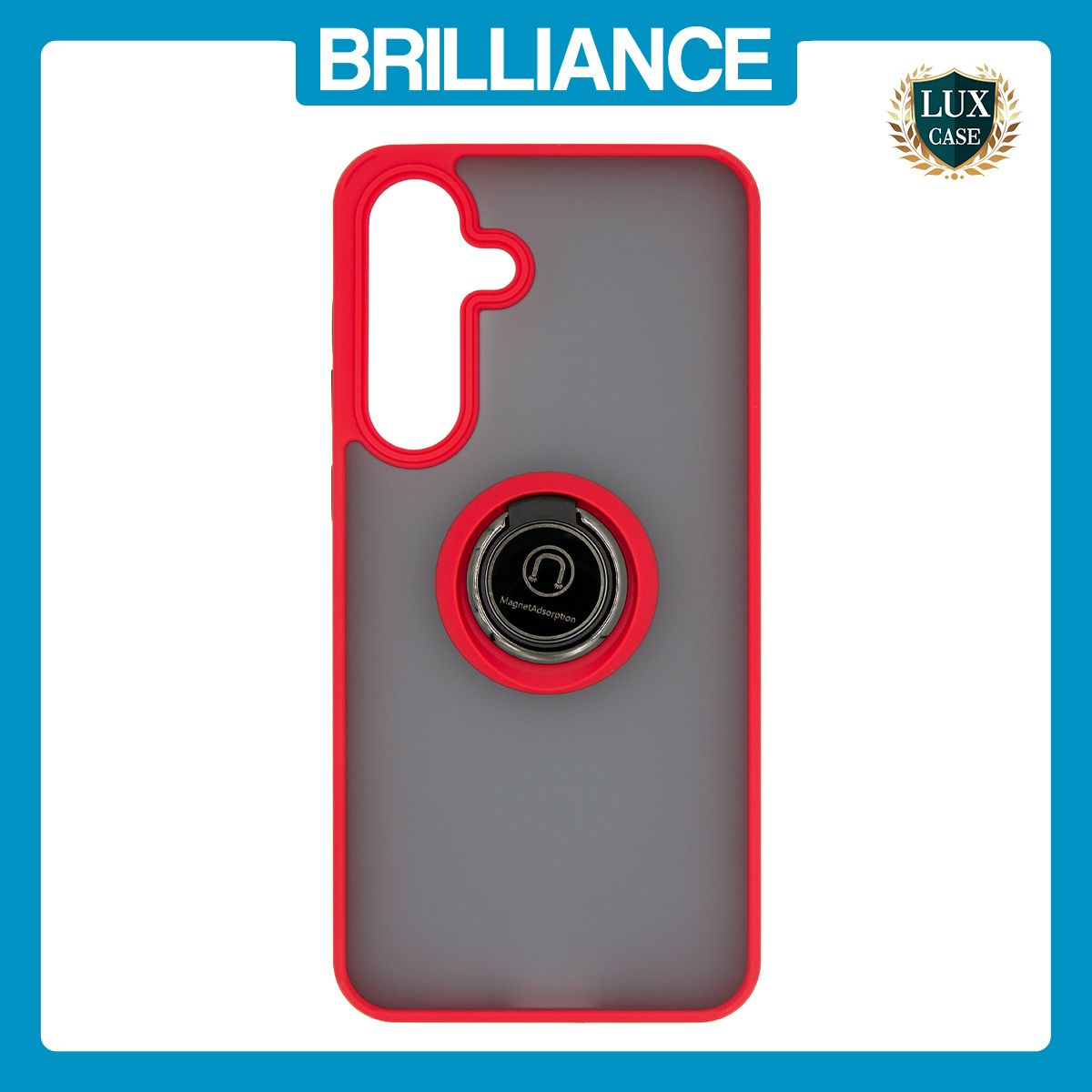 Brilliance LUX Samsung S25 FE Hybrid Shell Anti-shock Ring Kickstand TPU Matte Case Red