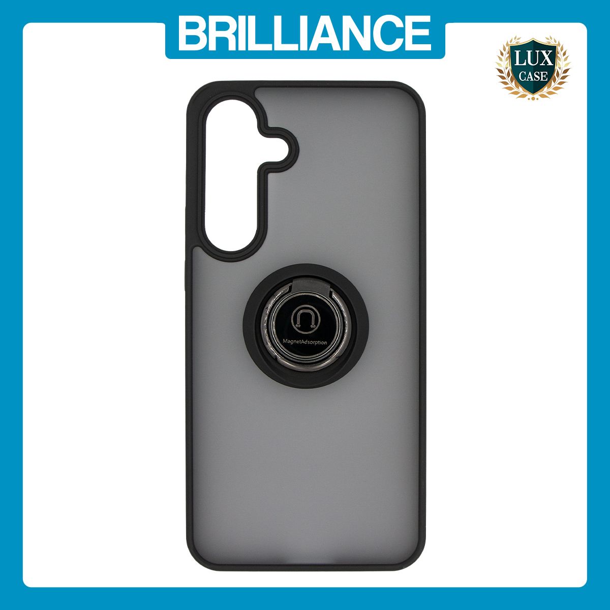 Brilliance LUX Samsung S25 FE Hybrid Shell Anti-shock Ring Kickstand TPU Matte Case Black