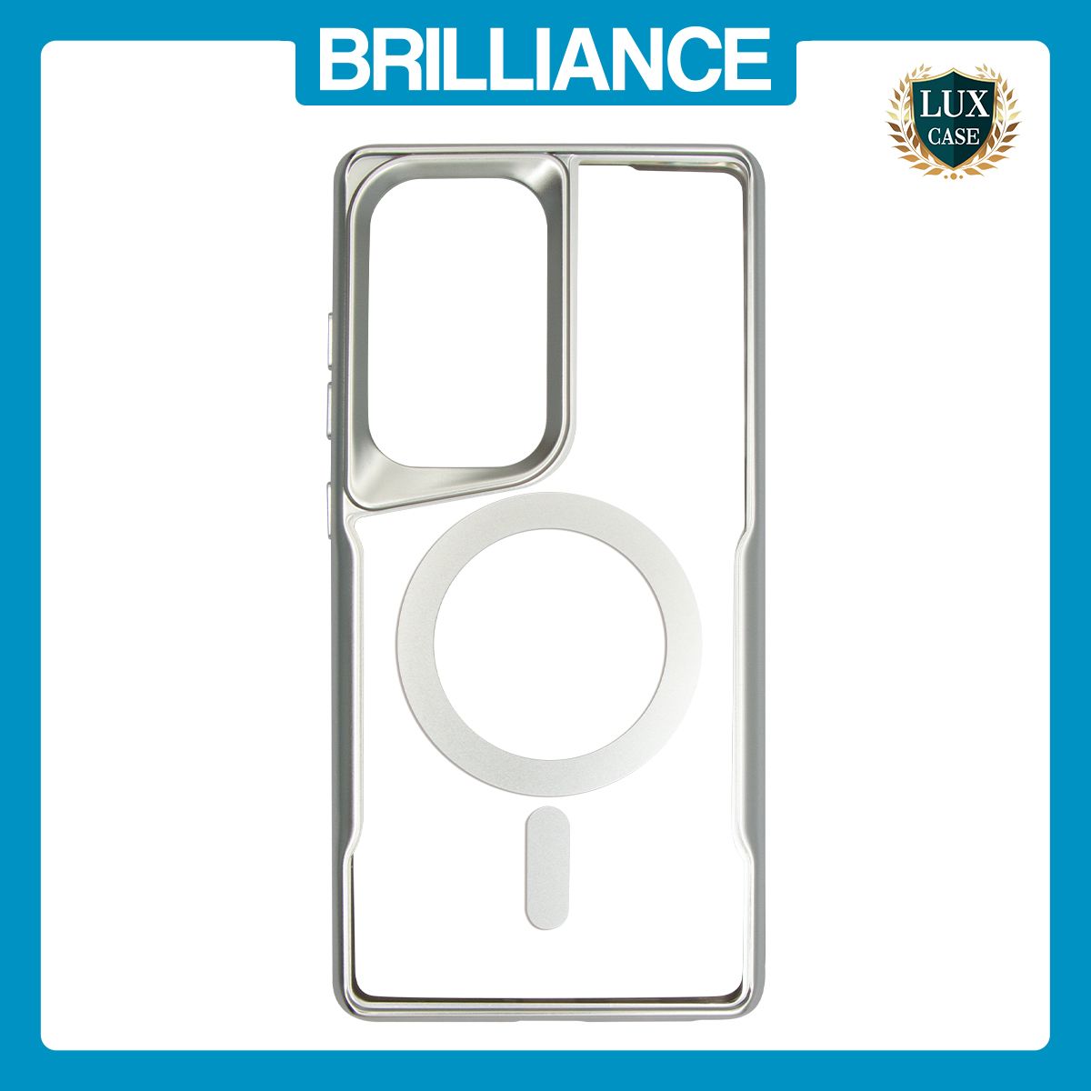 Brilliance LUX Samsung S25 FE Chrome-Plated Magnetic Clear TPU + Acrylic Phone Case Silver Titanium