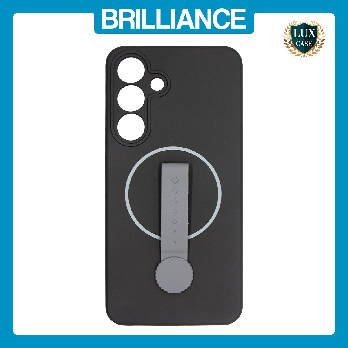 Brilliance LUX Samsung S25 FE Silicone with BackSide 360° Rotating Wrist Strap Magnetic Phone Case Black