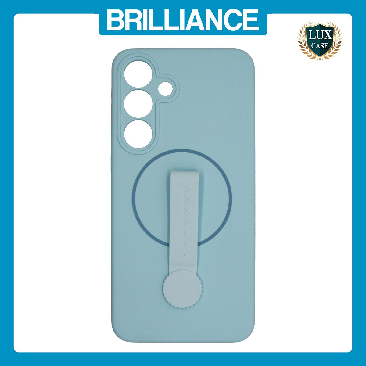 Brilliance LUX Samsung S25 FE Silicone with BackSide 360° Rotating Wrist Strap Magnetic Phone Case Sky Blue