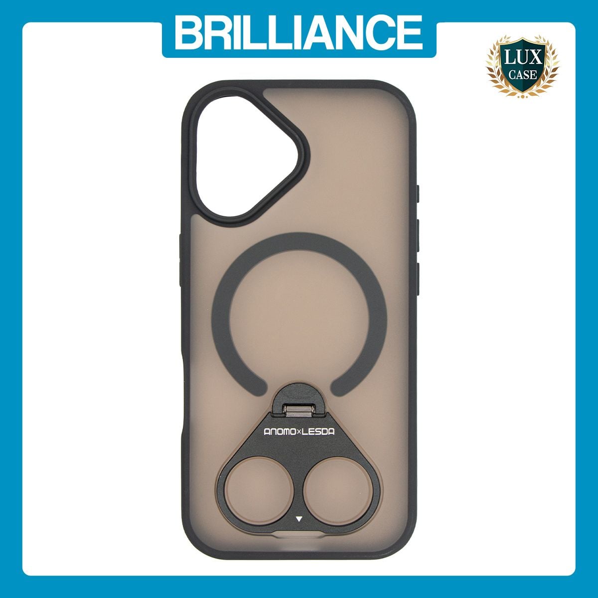 Brilliance LUX Samsung S25 FE Anti-shock Magnetic Matte Clear TPU + Acrylic Kickstand Phone Case Black