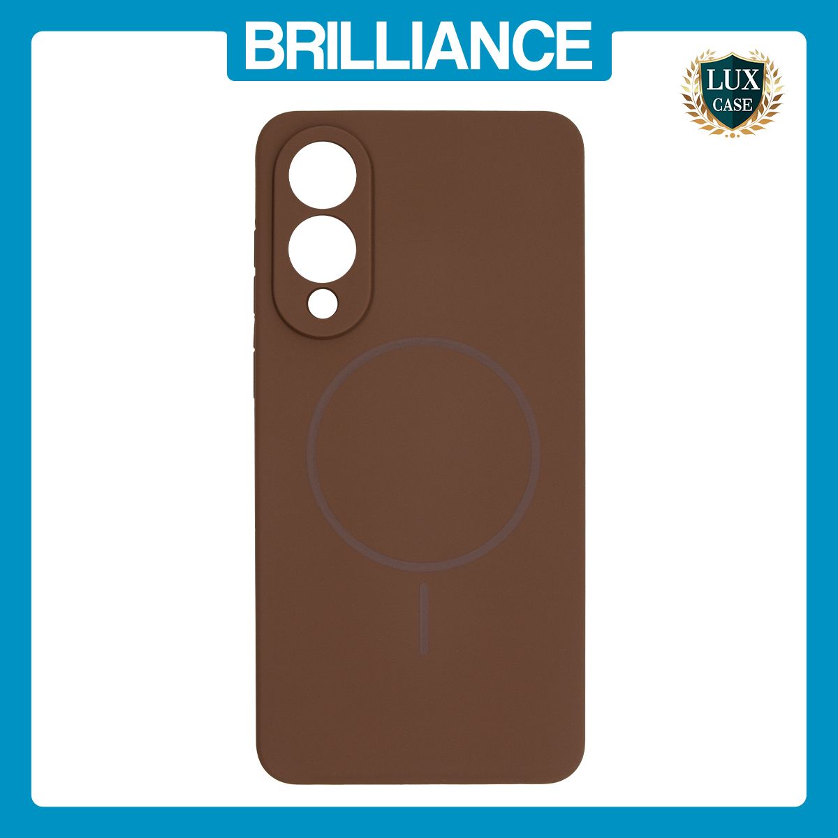 Brilliance LUX Samsung S25 FE Magnetic Solid Silicone with Open-Area Camera Cutout Phone Case Brown