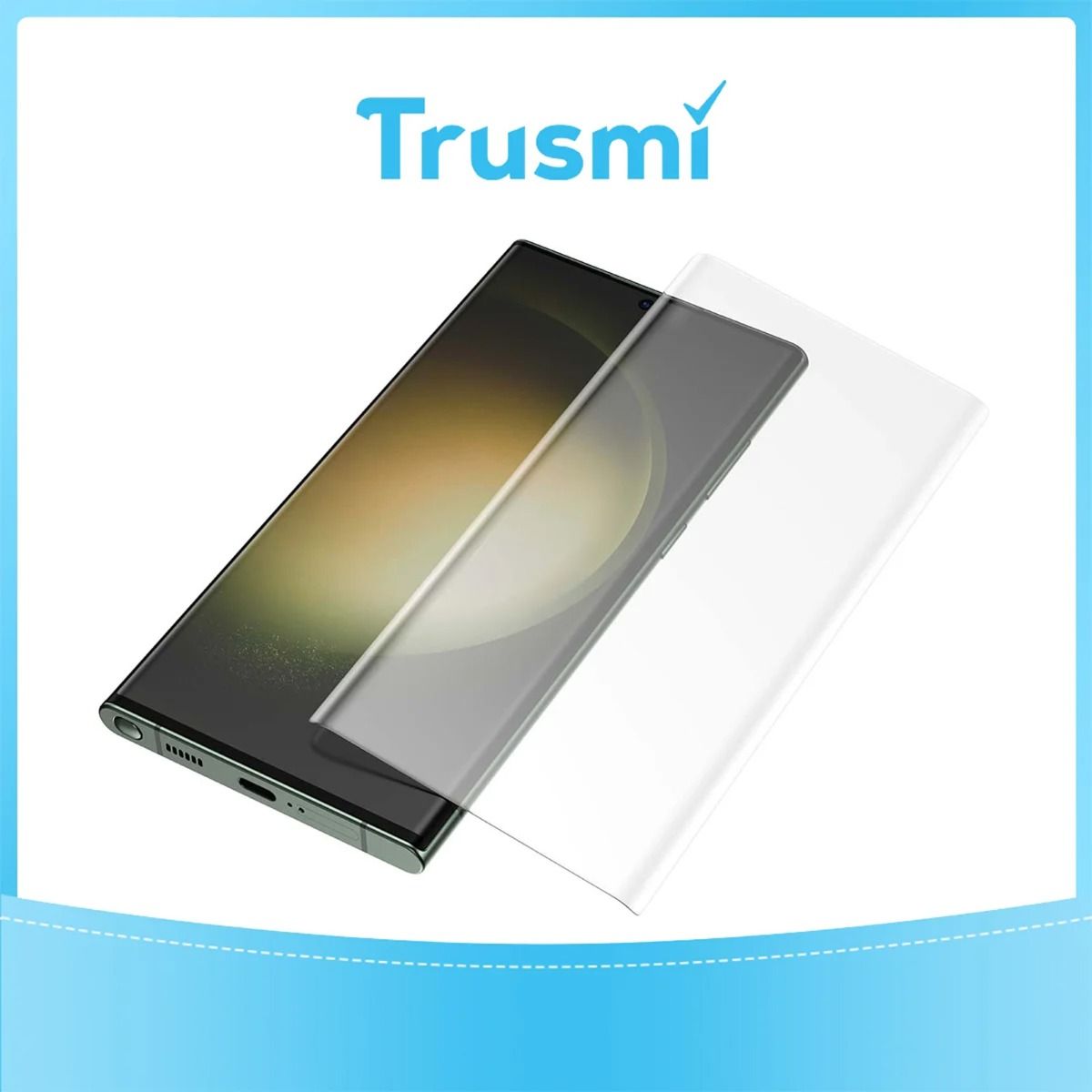 TRUSMI Samsung S20 Ultra Full Adhesive Curved Tempered Glass Retail Packing (Functioning Fingerprint)