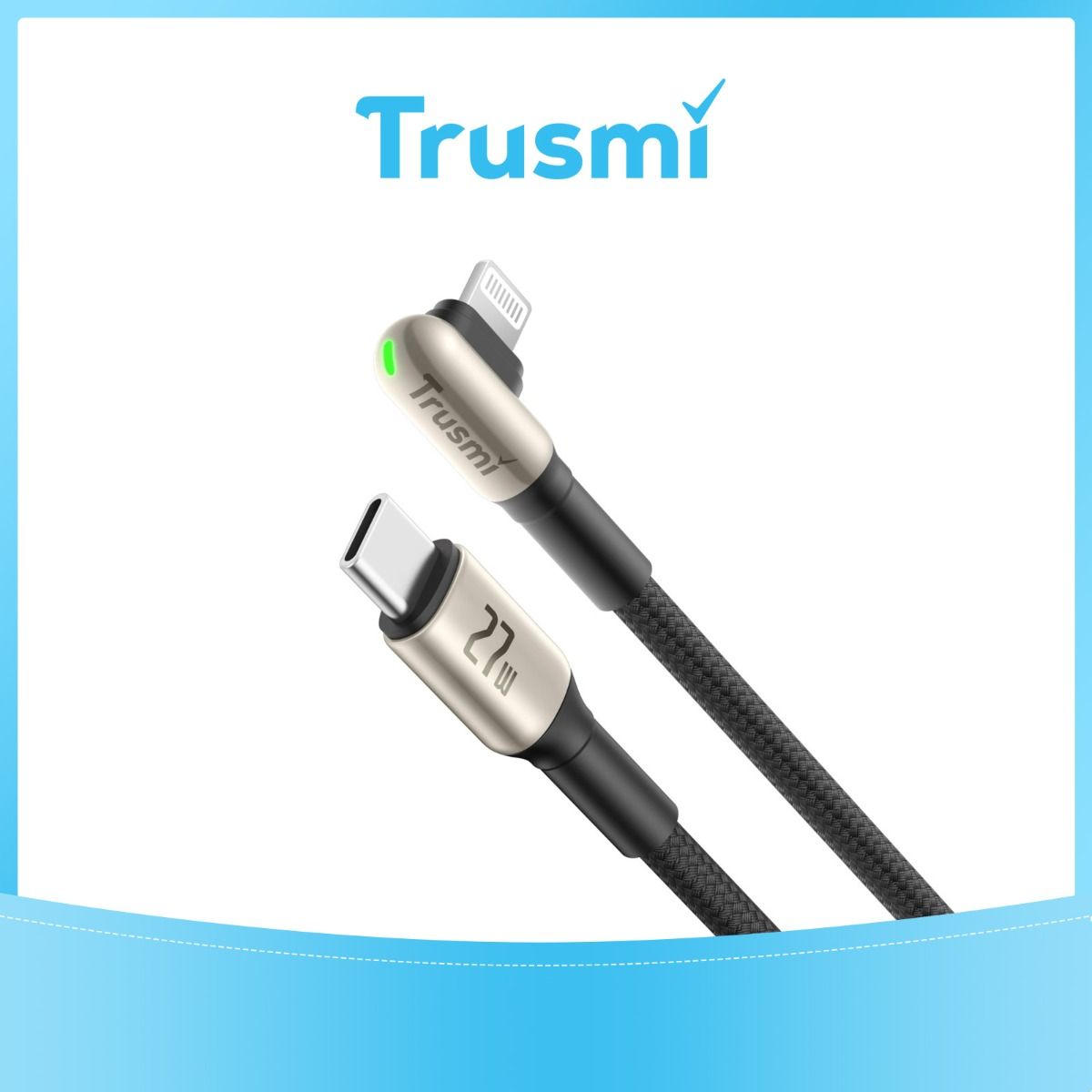 TRUSMI CA48-11 27W Type C to iPhone Angled LED Zinc Alloy Braided Cable