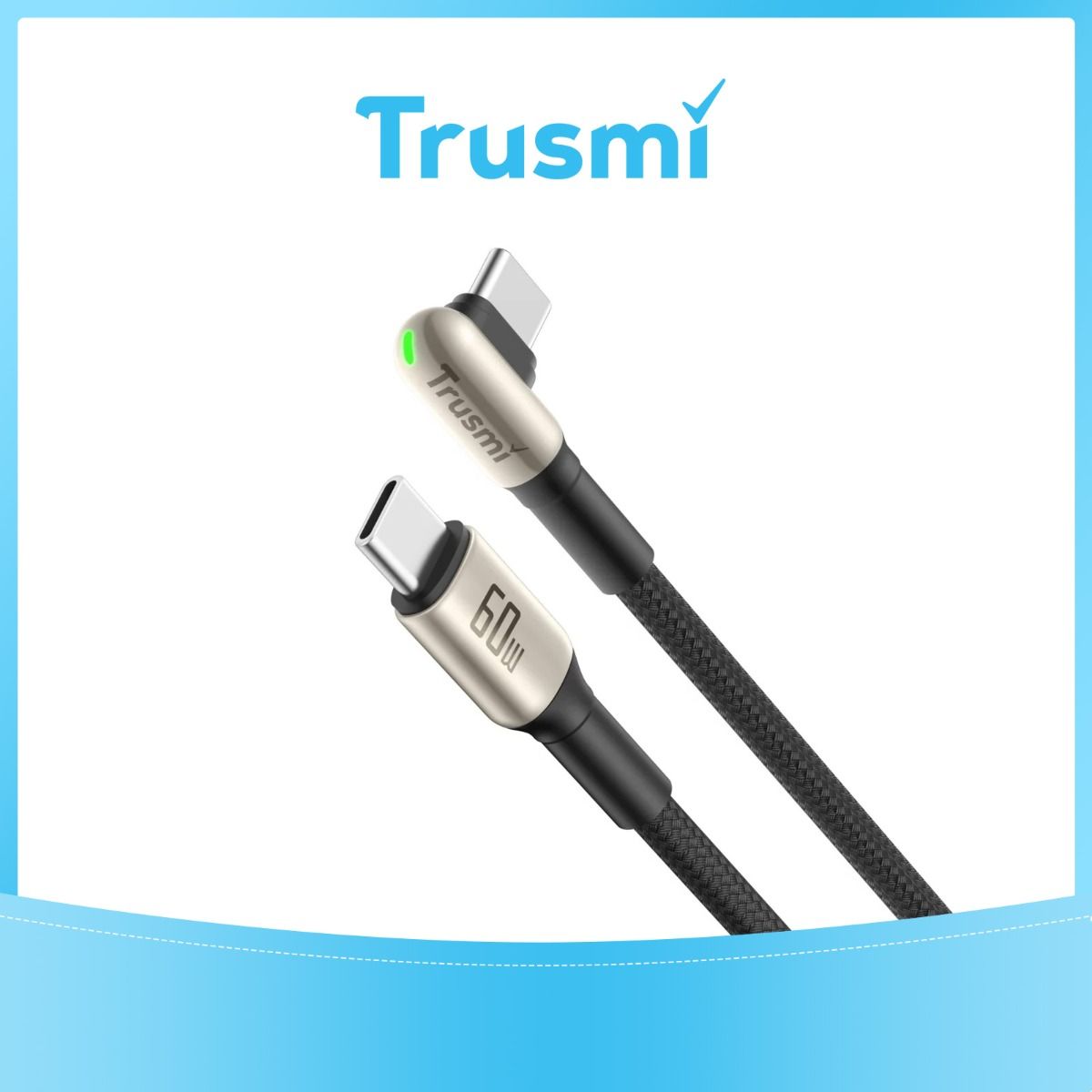 TRUSMI CA49-11 60W Type C to Type C Angled LED Zinc Alloy Braided Cable