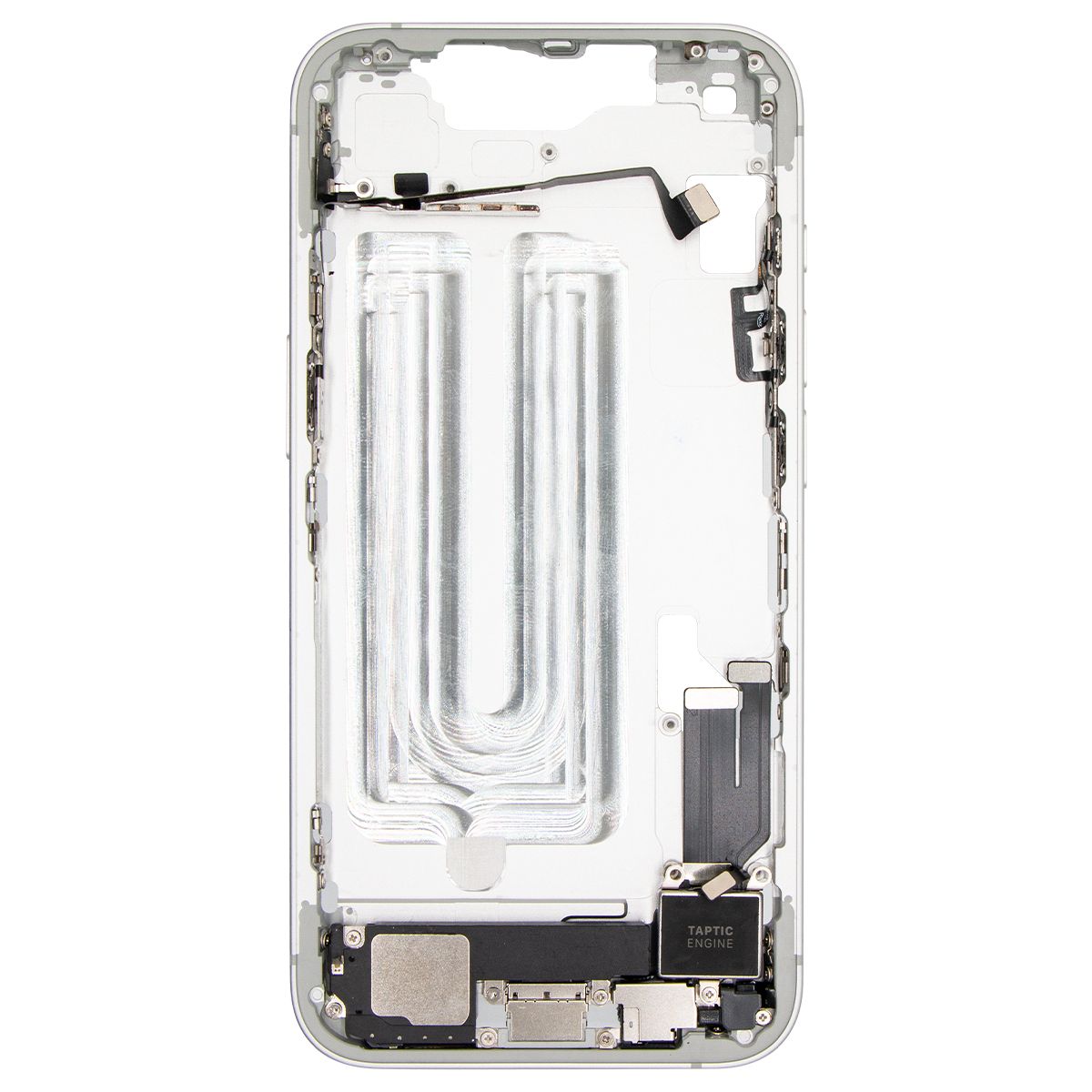iPhone 16e Mid-Frame Housing W/ Charging Port Flex & Small Parts Black (OEM PULL)