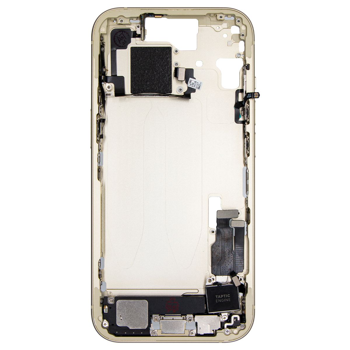 iPhone 15 Mid-Frame Housing W/ Charging Port Flex & Small Parts Yellow (OEM PULL)