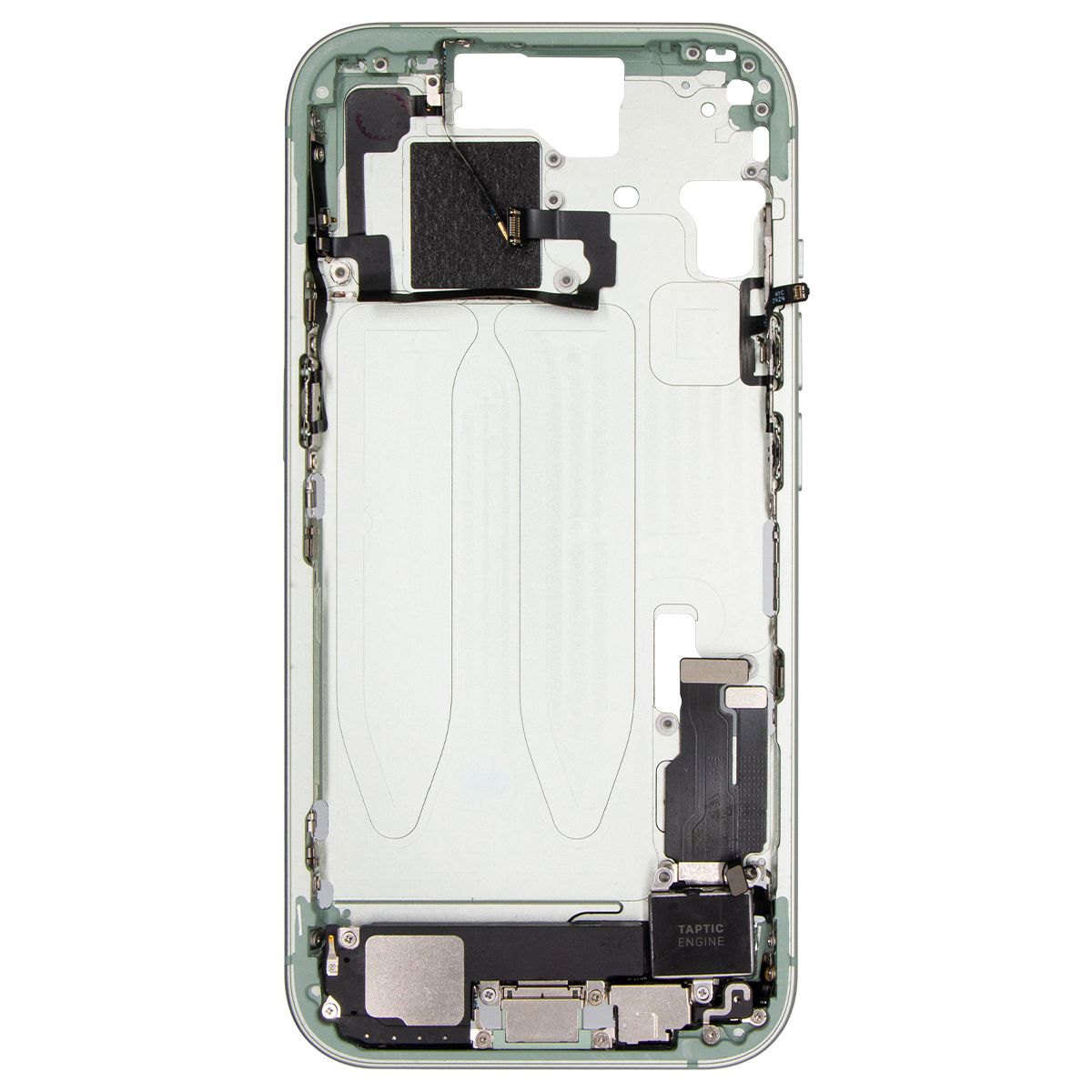 iPhone 15 Mid-Frame Housing W/ Charging Port Flex & Small Parts Green (OEM PULL)
