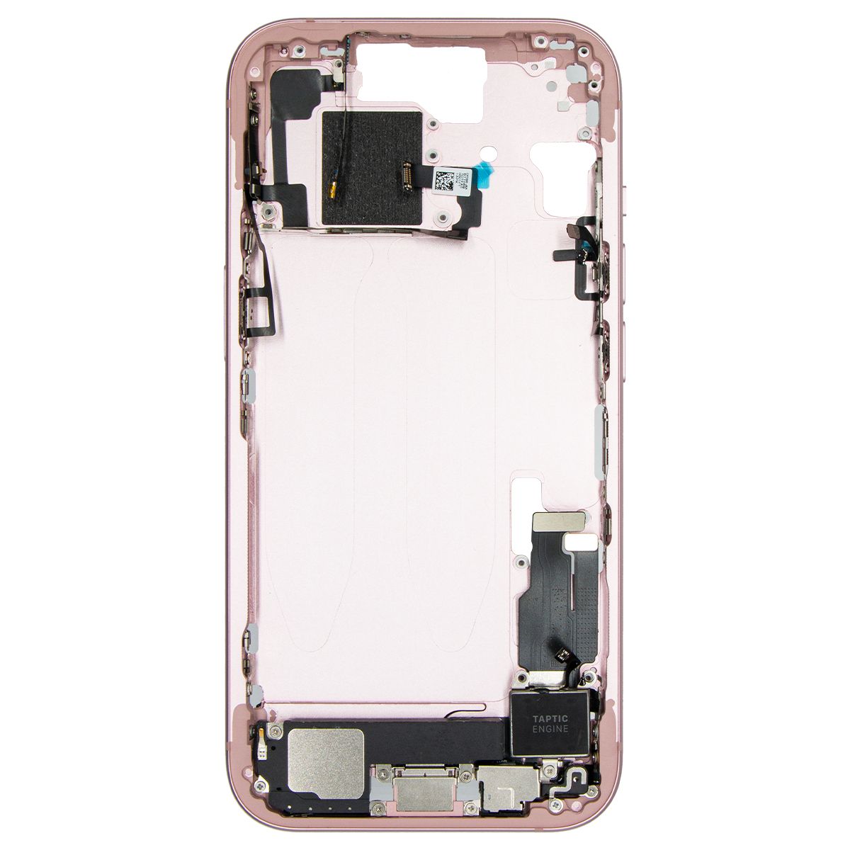 iPhone 15 Mid-Frame Housing W/ Charging Port Flex & Small Parts Pink (OEM PULL)