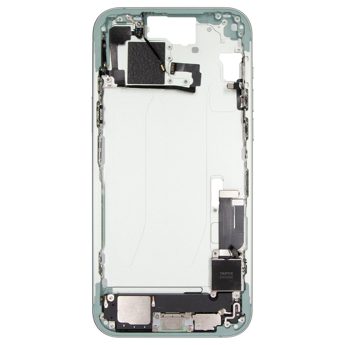 iPhone 15 Plus Mid-Frame Housing W/ Charging Port Flex & Small Parts Green (OEM PULL)
