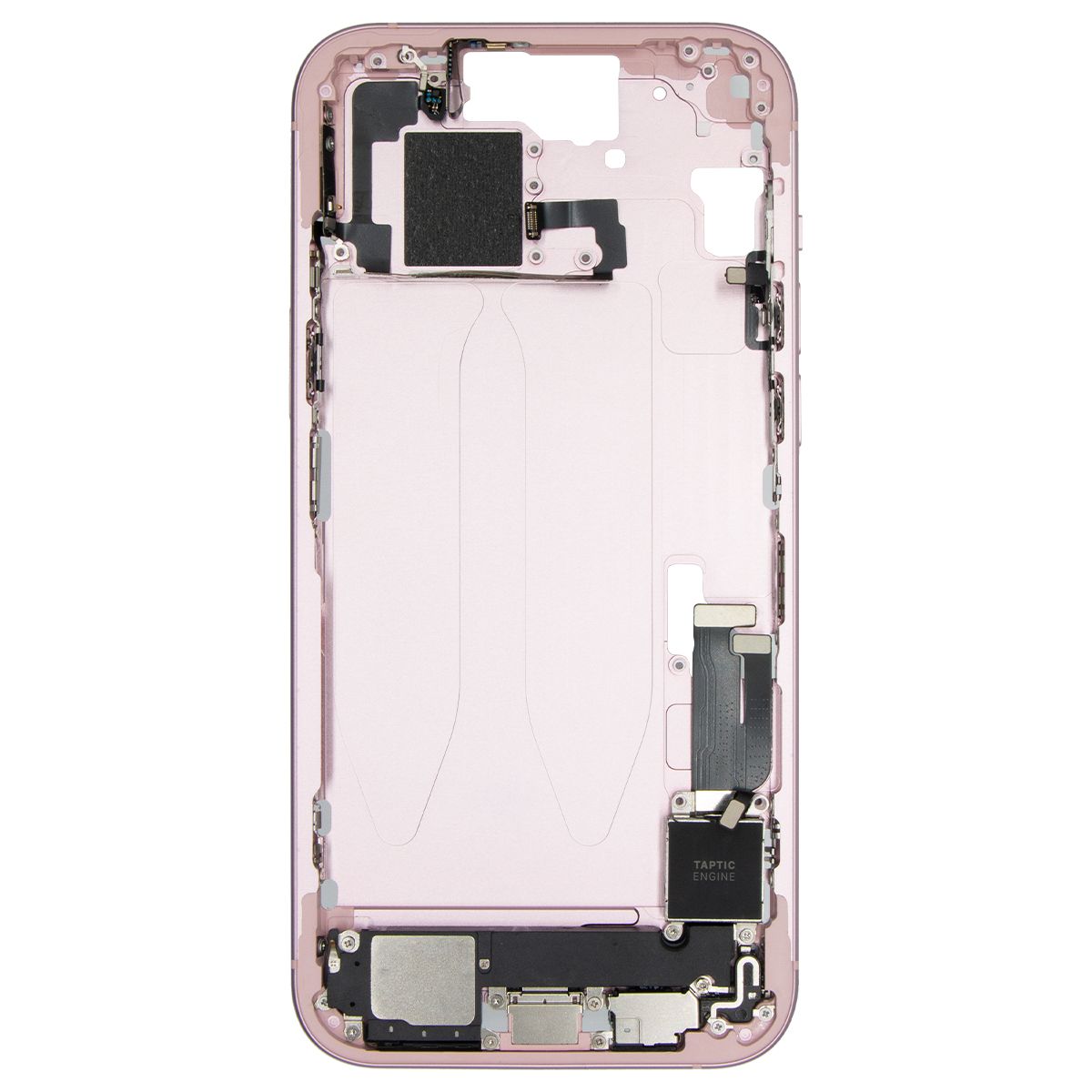 iPhone 15 Plus Mid-Frame Housing W/ Charging Port Flex & Small Parts Pink (OEM PULL)