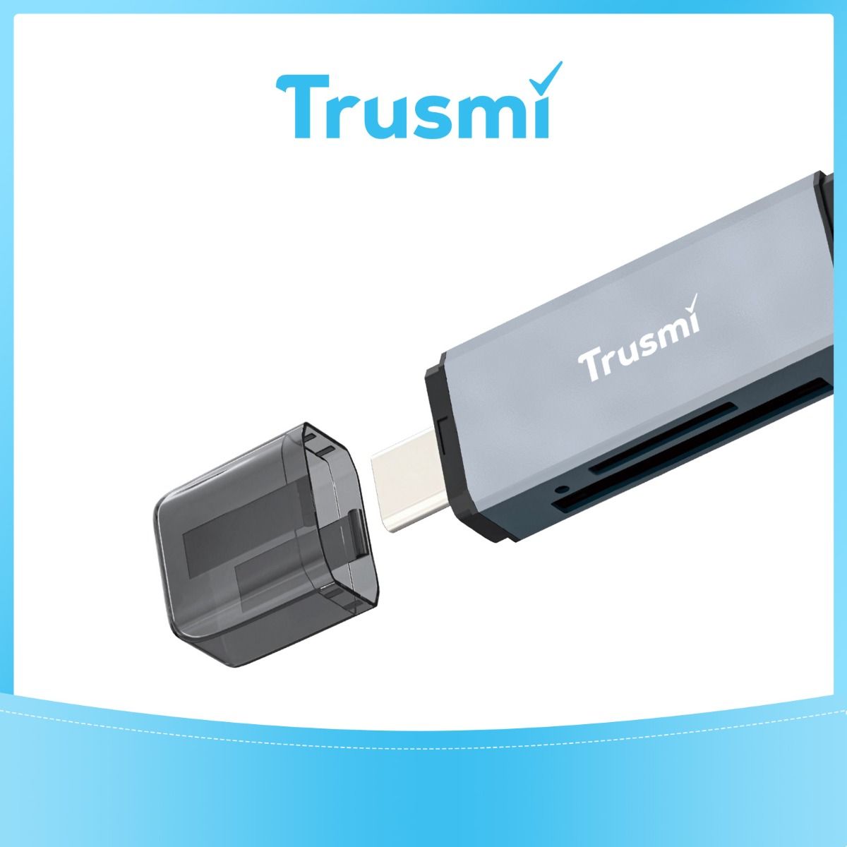 TRUSMI CA01-05 4-in-1 Dual Card Reader (Grey)