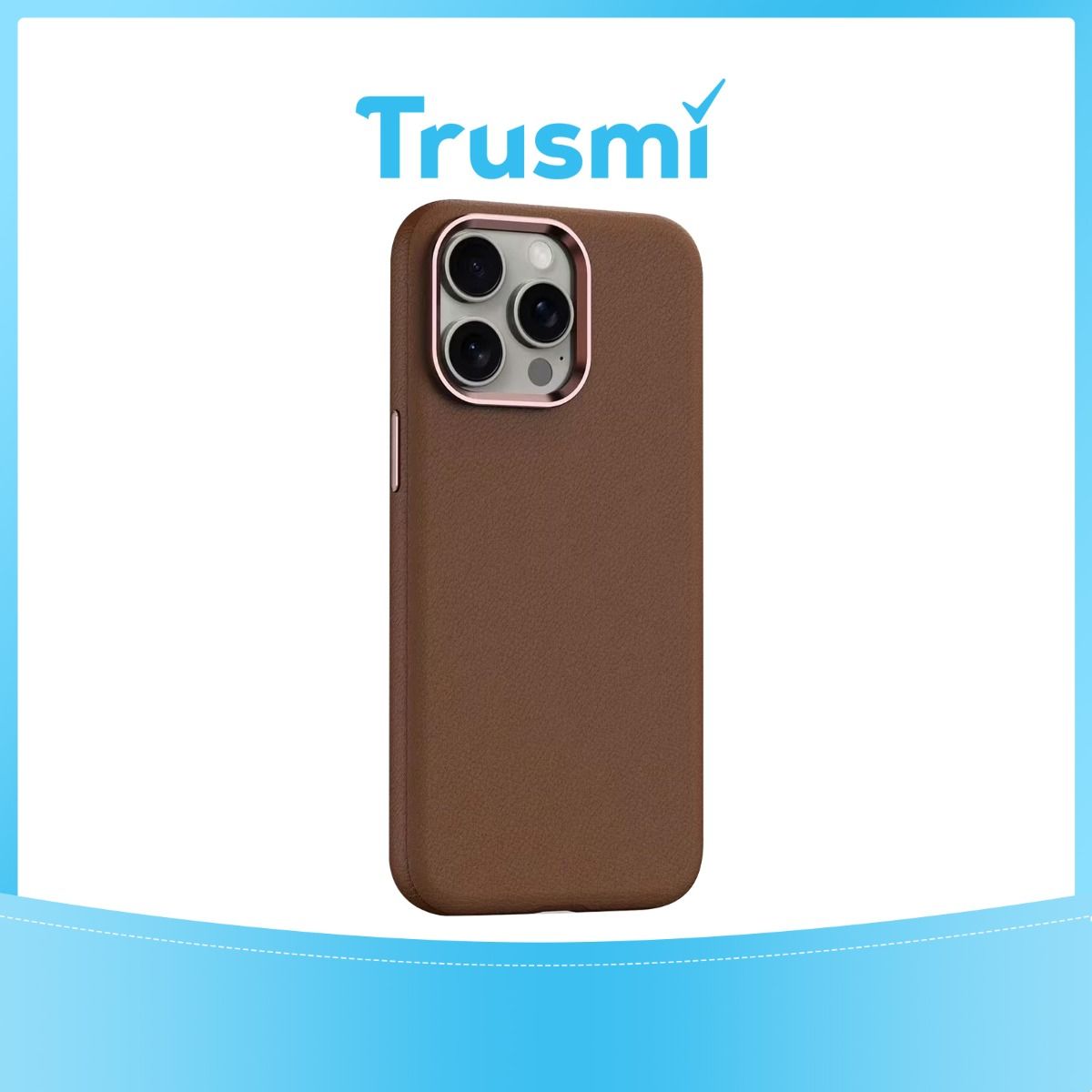 TRUSMI iPhone 14 PU Leather Magnetic Phone Case Brown