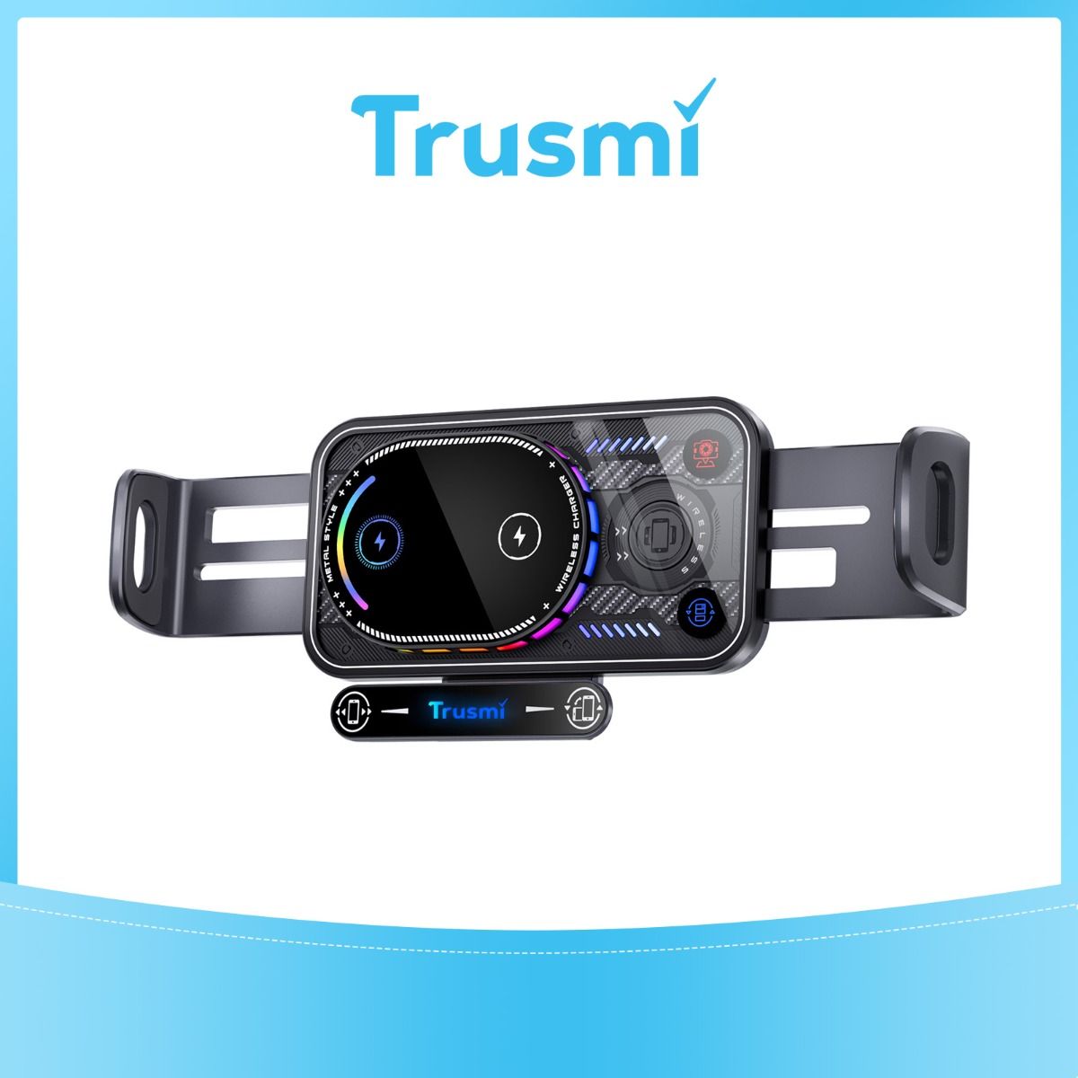 TRUSMI CC12-01 15W Wireless Charger Intelligent Sensor Car Phone Holder Grey