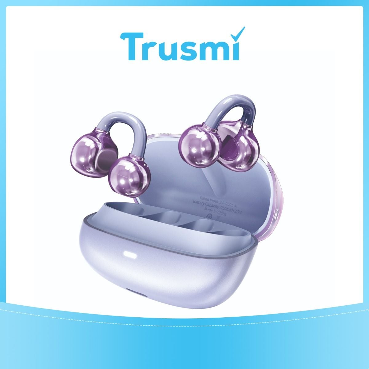 TRUSMI WS18-013 10W OWS Clip-On Wireless Earphone Purple