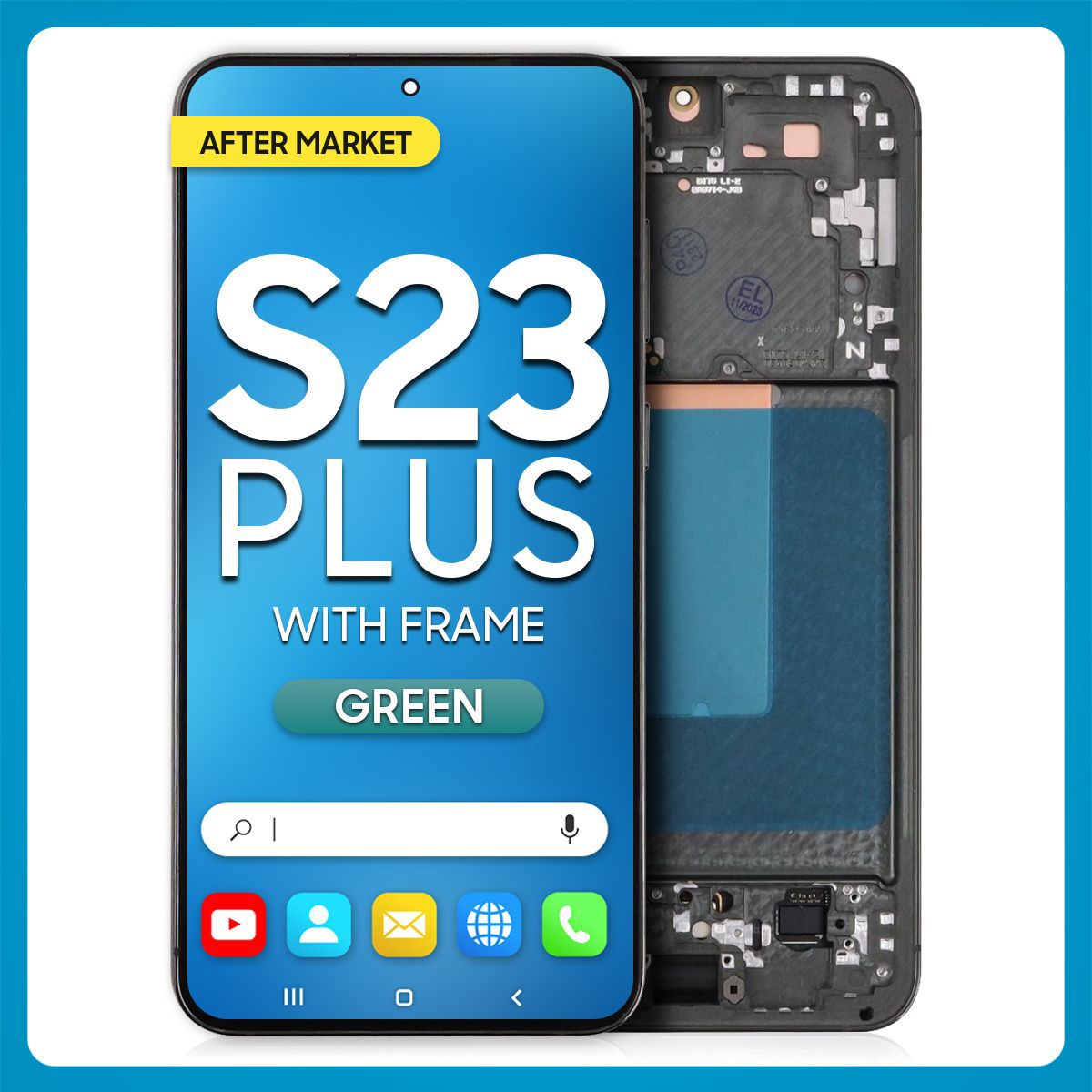 Samsung S23 Plus 5G LCD with Touch + Frame After Market OLED Green