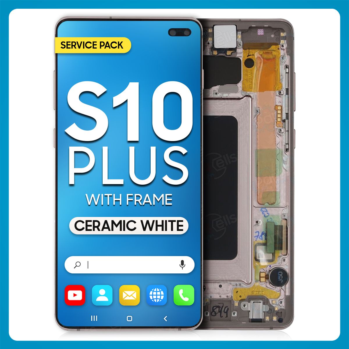 Samsung S10 Plus LCD with Touch + Frame Ceramic White SERVICE PACK