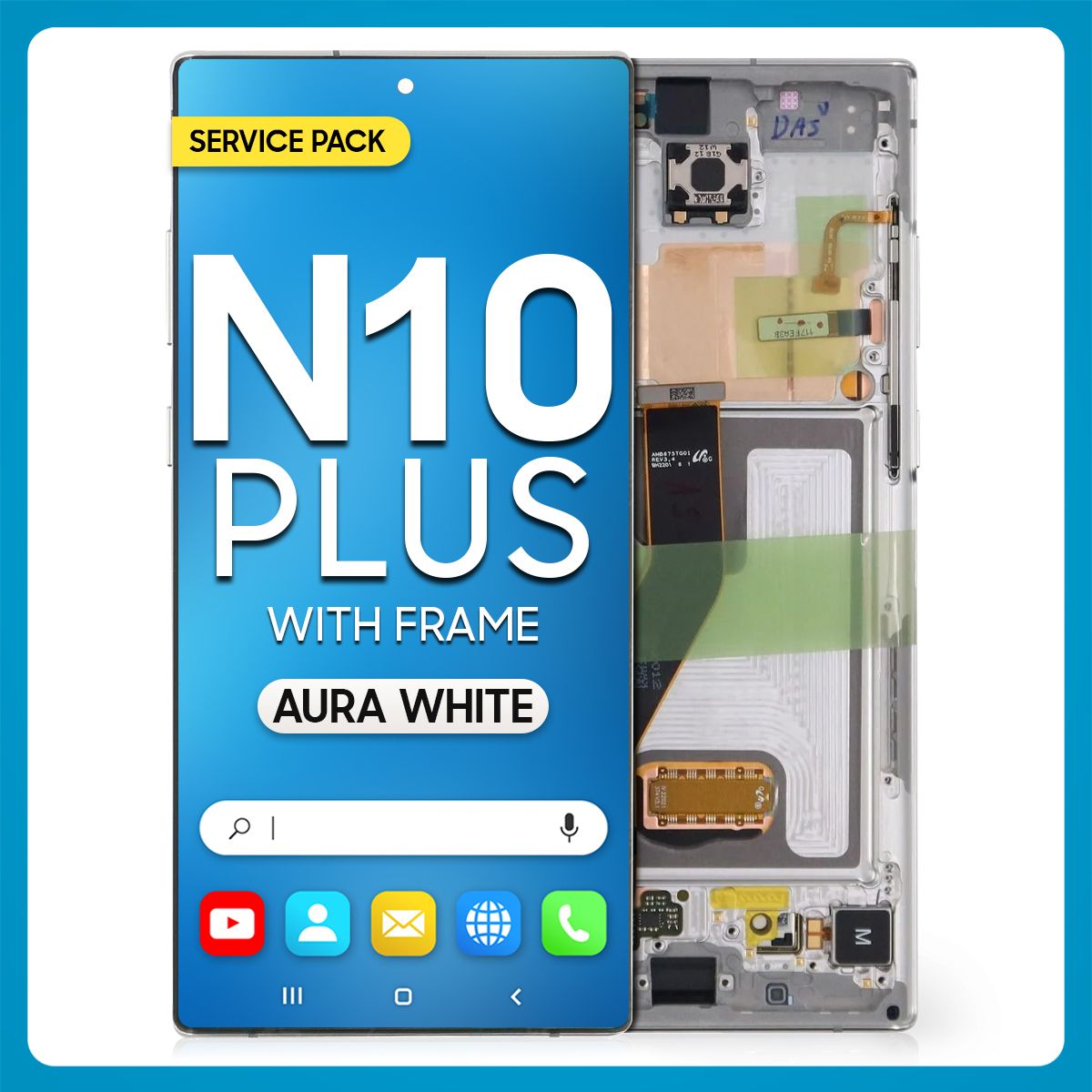 Samsung Note 10 Plus LCD With Touch + Frame Aura White Service Pack