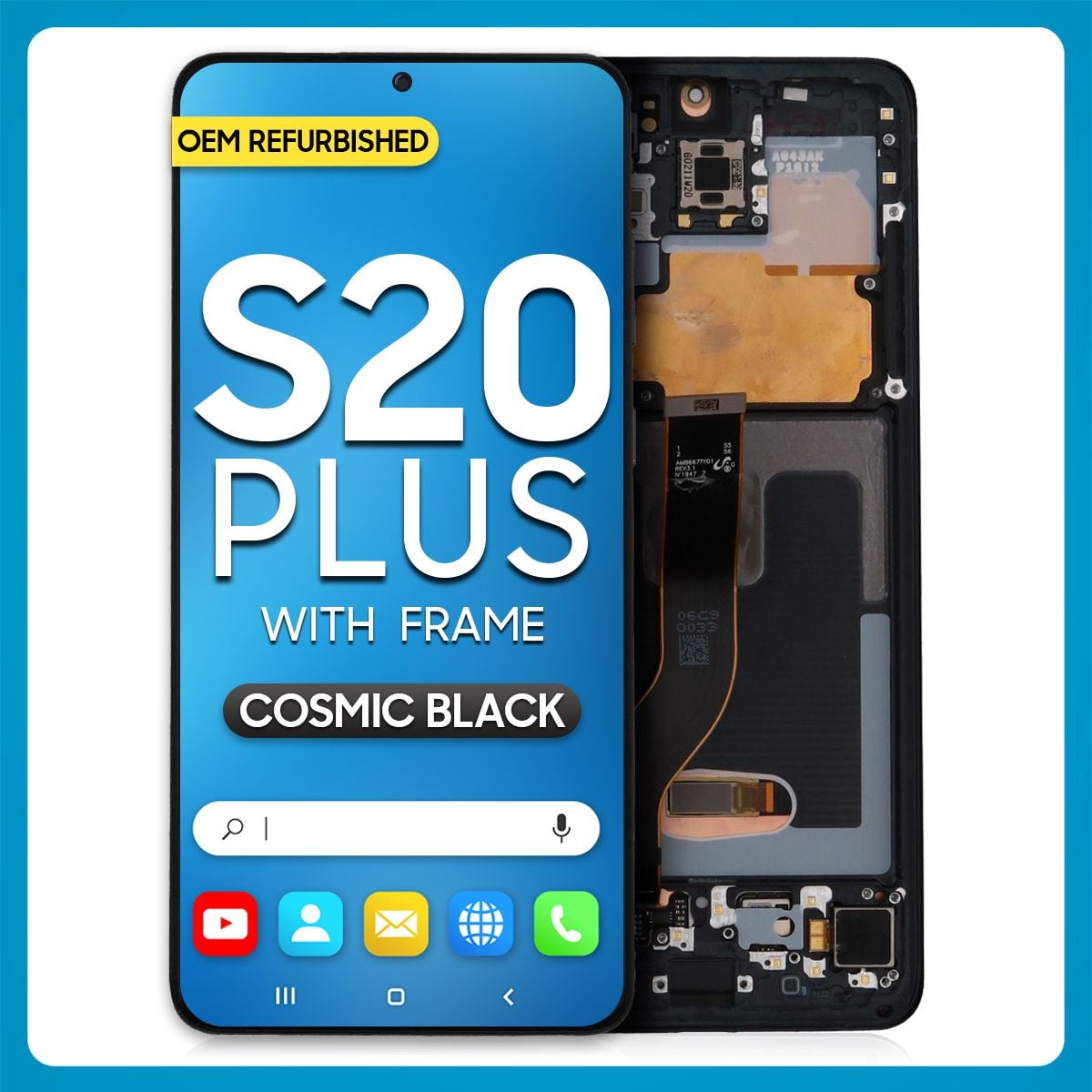 Samsung S20 Plus 5G LCD with Touch + Frame Cosmic Black (Refurbished)